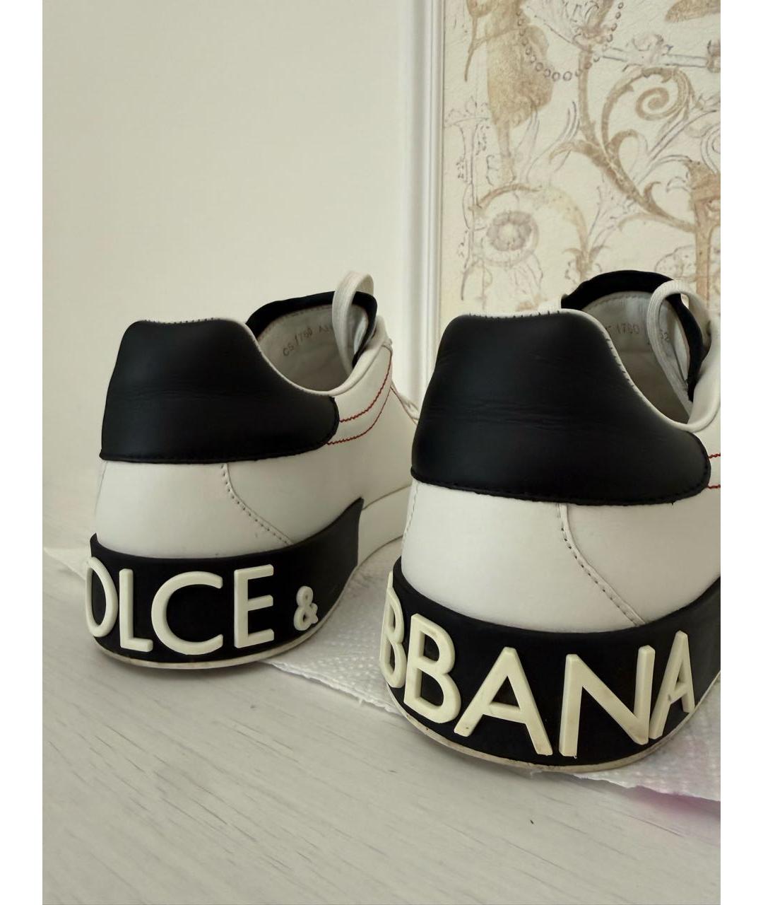 DOLCE&GABBANA Белые кожаные высокие кроссовки / кеды, фото 7