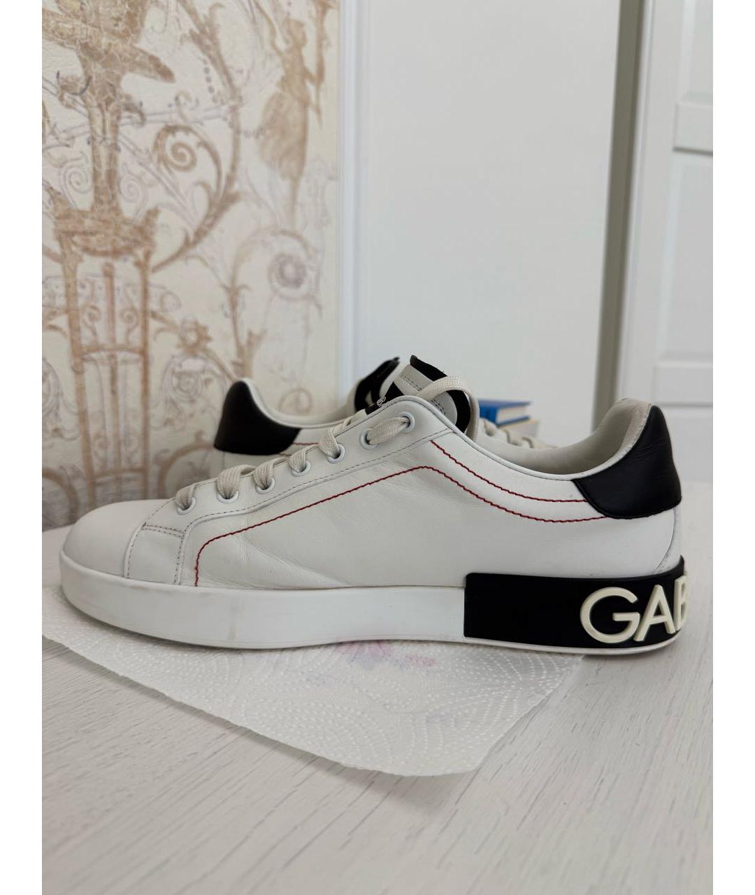 DOLCE&GABBANA Белые кожаные высокие кроссовки / кеды, фото 8