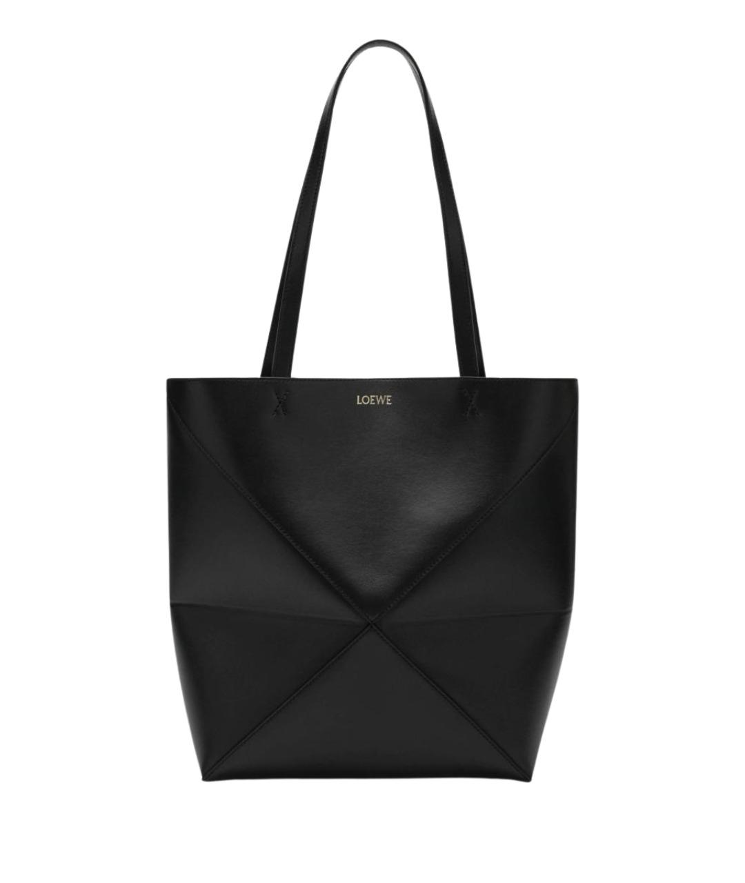 LOEWE Черная кожаная сумка тоут, фото 1
