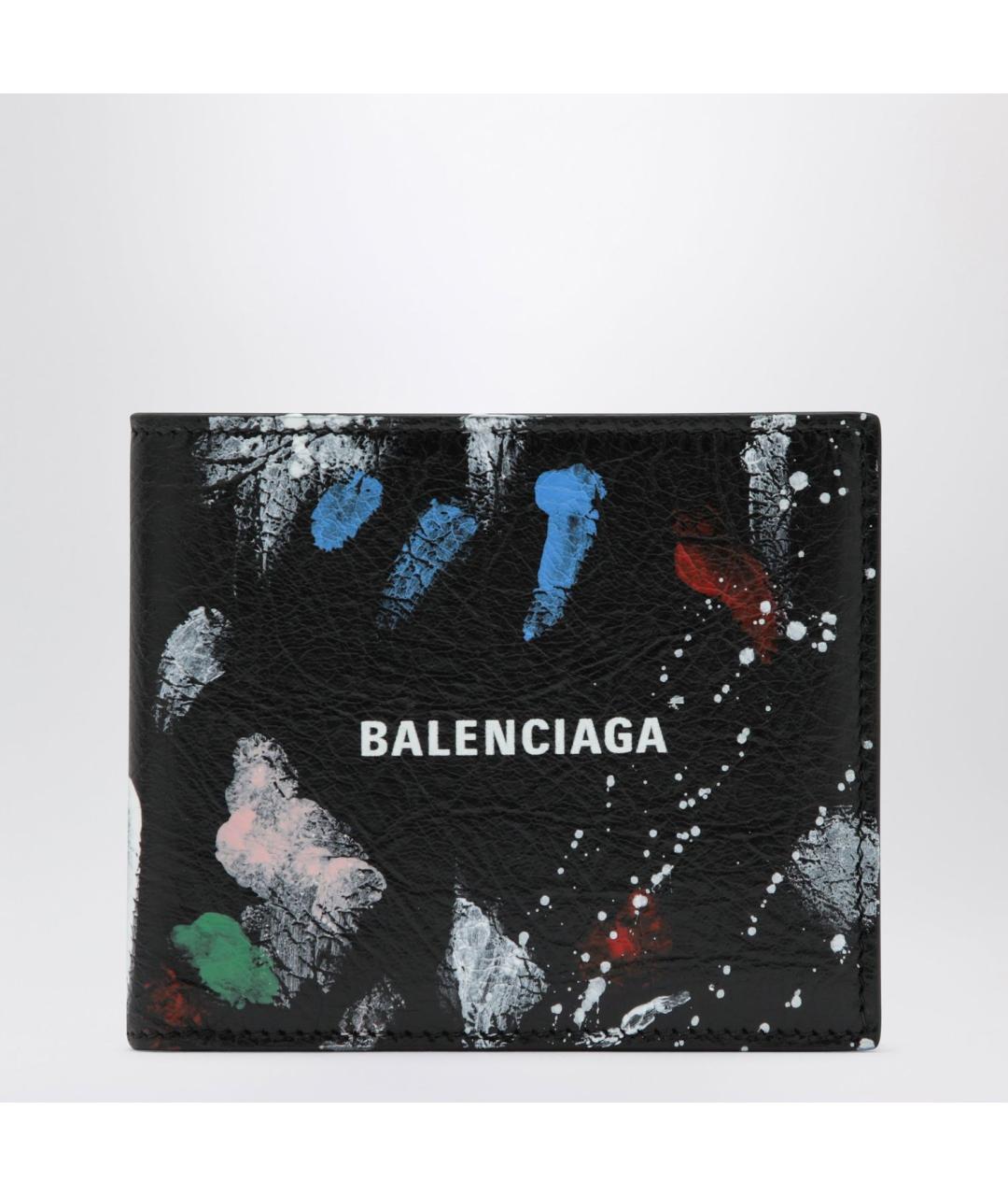 BALENCIAGA Черный кожаный кошелек, фото 3