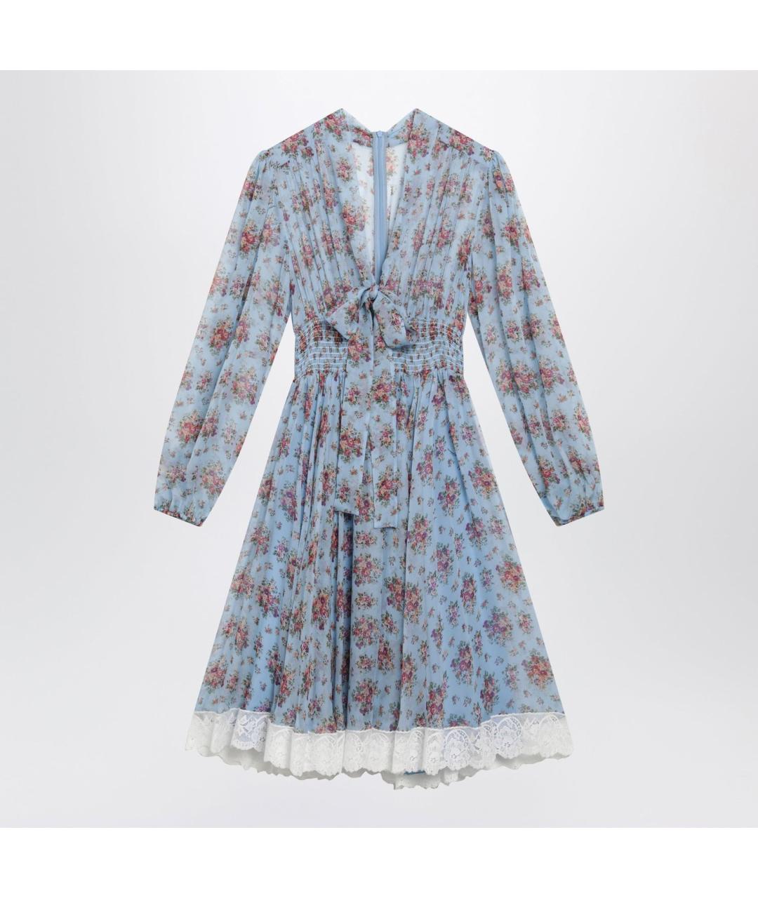 DOLCE&GABBANA Голубое шелковое повседневное платье, фото 3