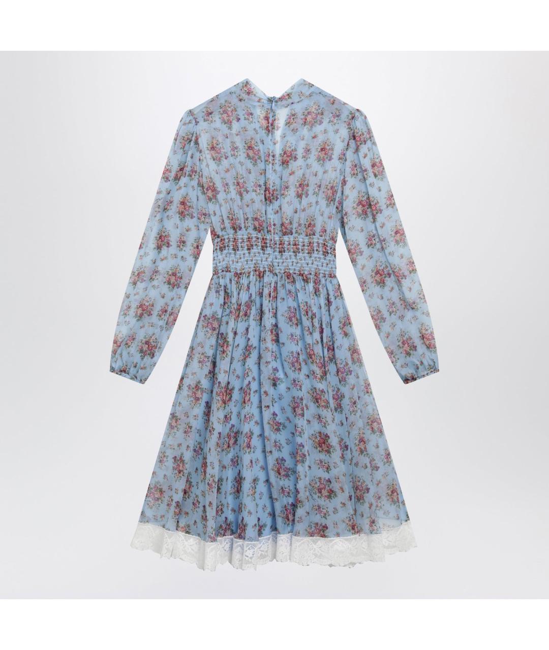 DOLCE&GABBANA Голубое шелковое повседневное платье, фото 2