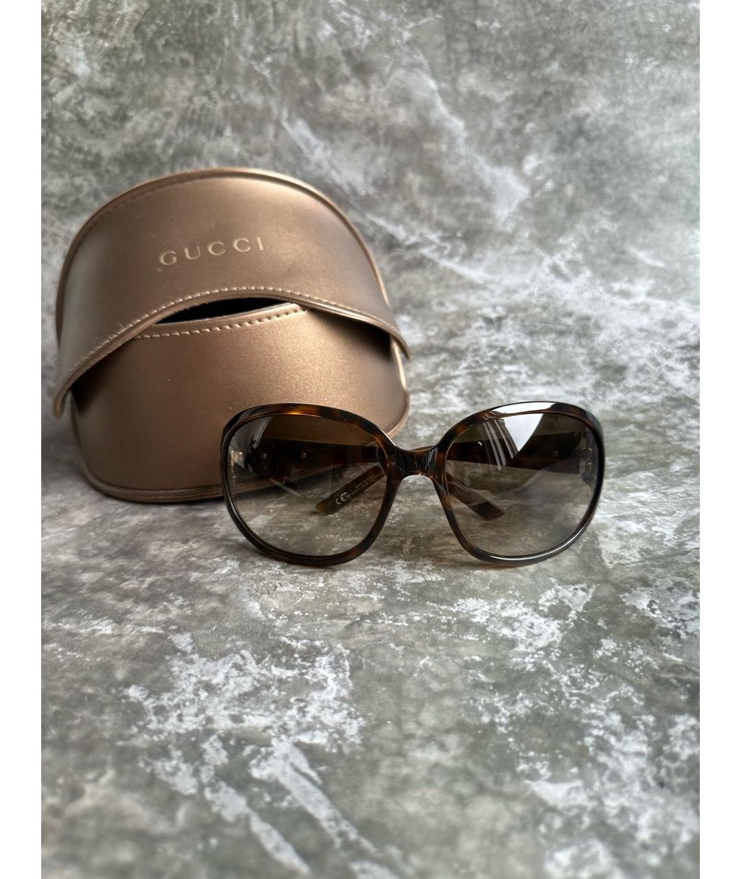 GUCCI Коричневые пластиковые солнцезащитные очки, фото 2