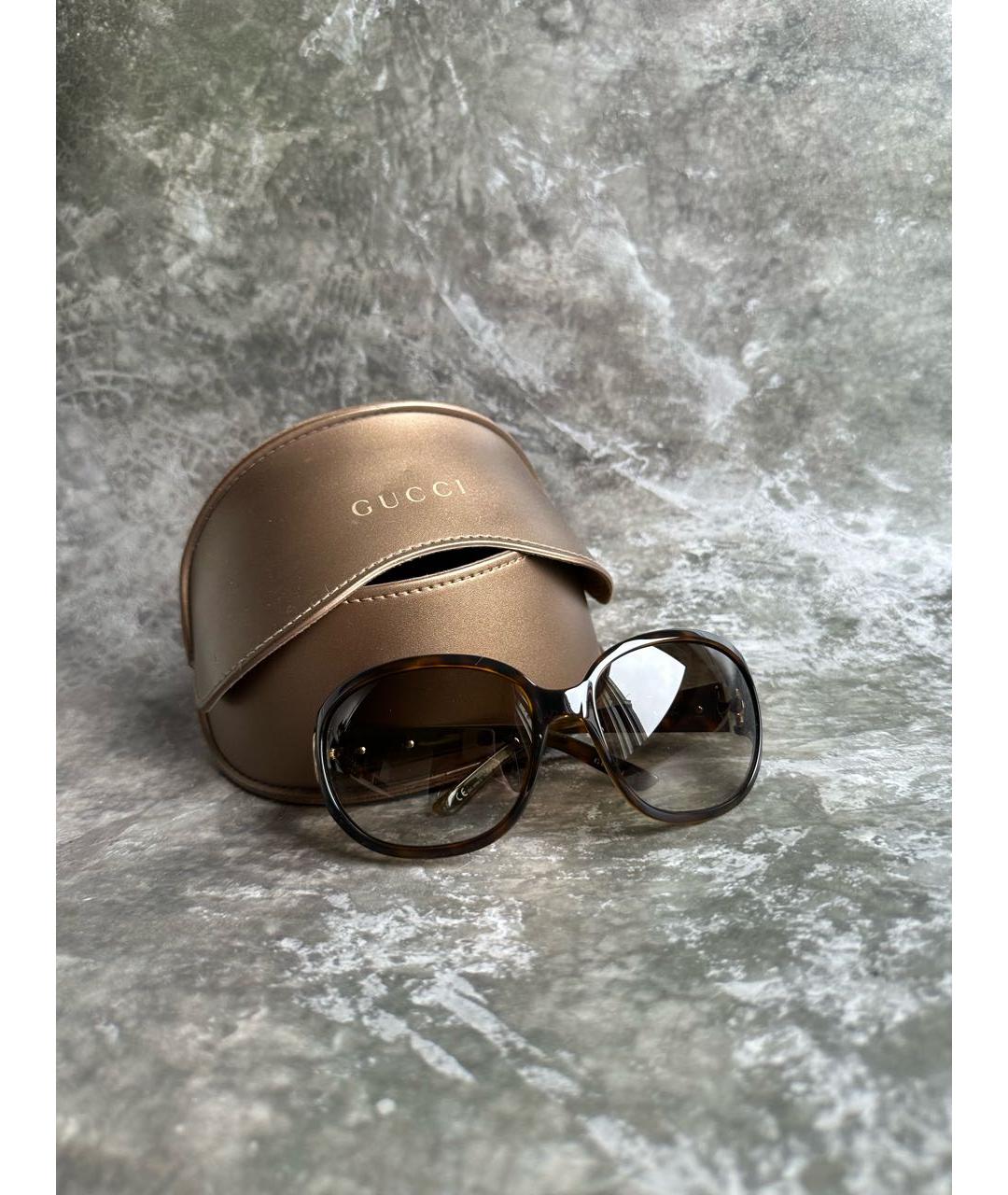 GUCCI Коричневые пластиковые солнцезащитные очки, фото 9