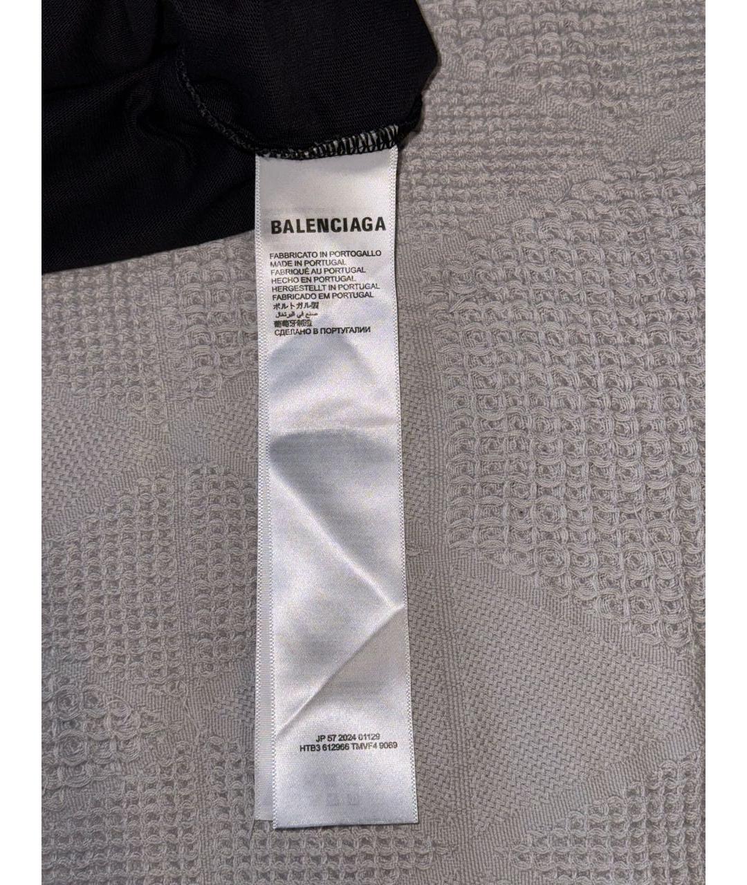 BALENCIAGA Темно-синяя хлопковая футболка, фото 5