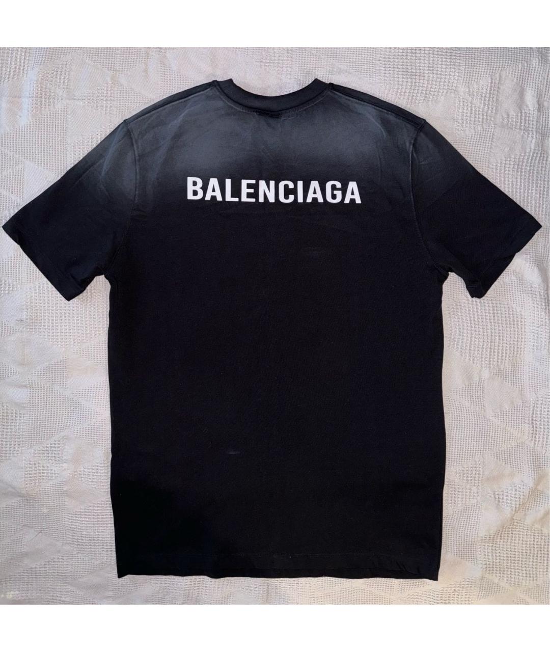 BALENCIAGA Темно-синяя хлопковая футболка, фото 2