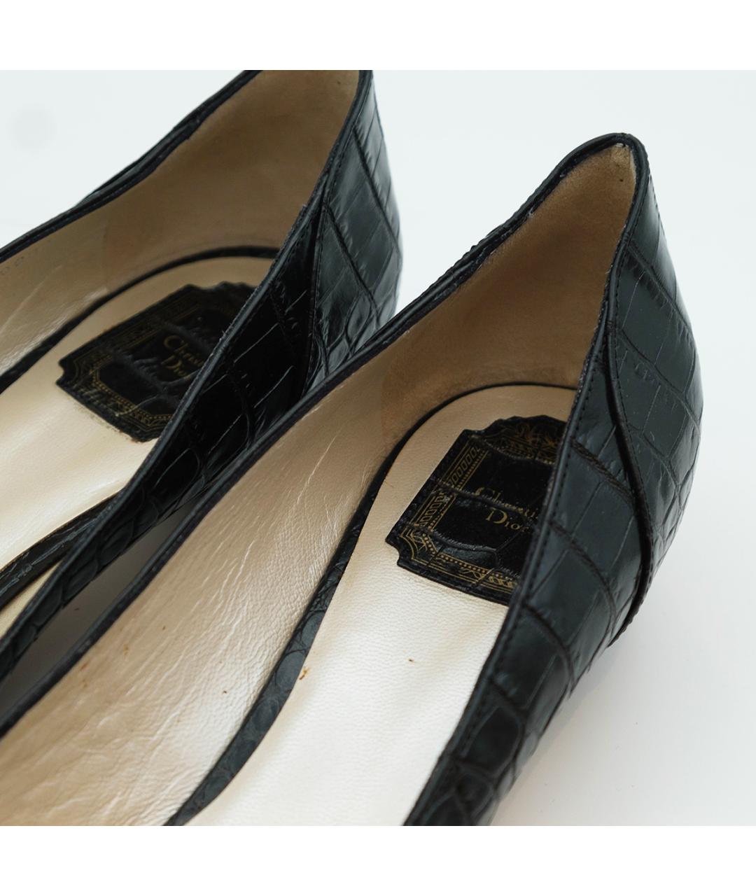 CHRISTIAN DIOR Черные кожаные балетки, фото 5