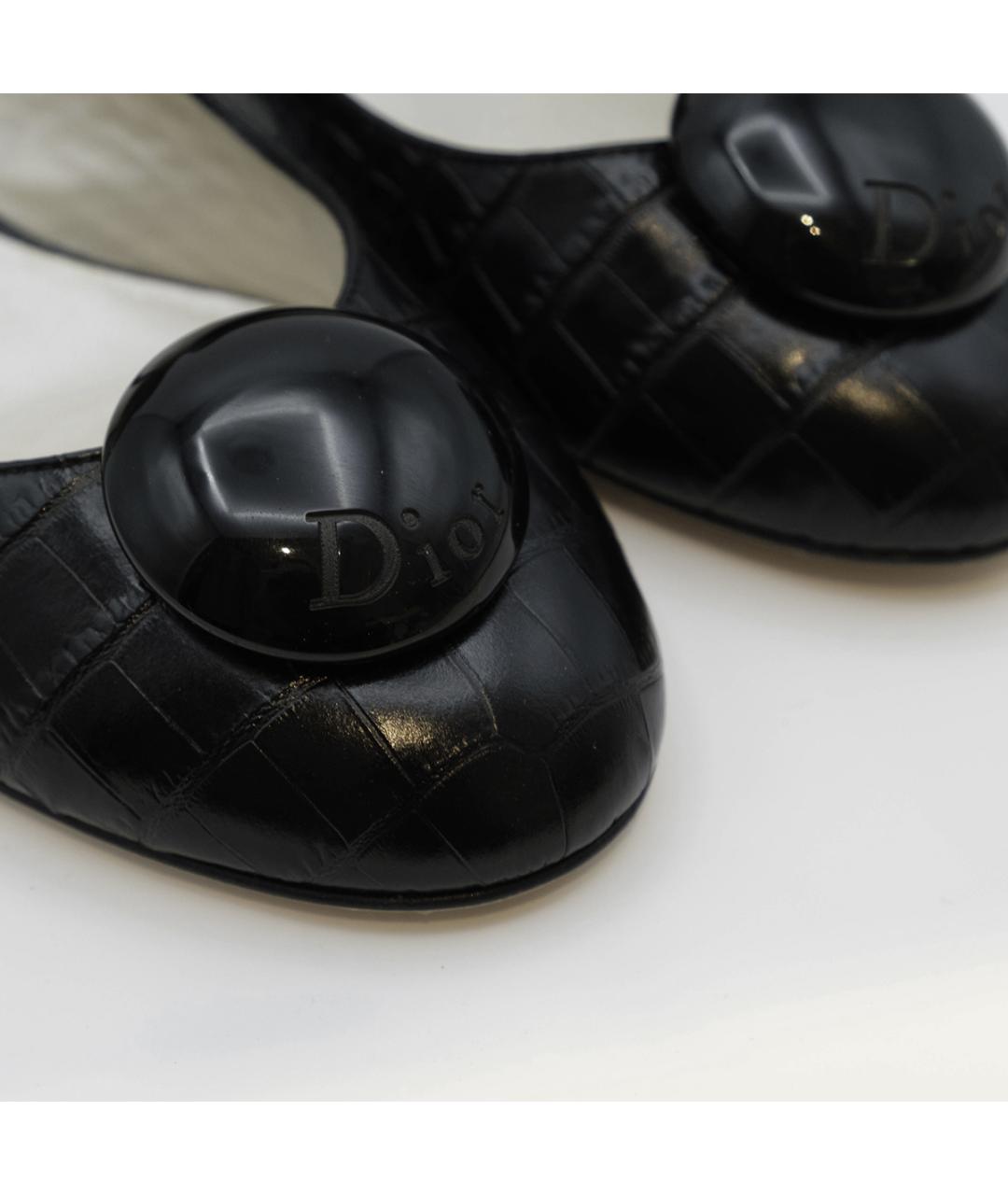 CHRISTIAN DIOR Черные кожаные балетки, фото 4