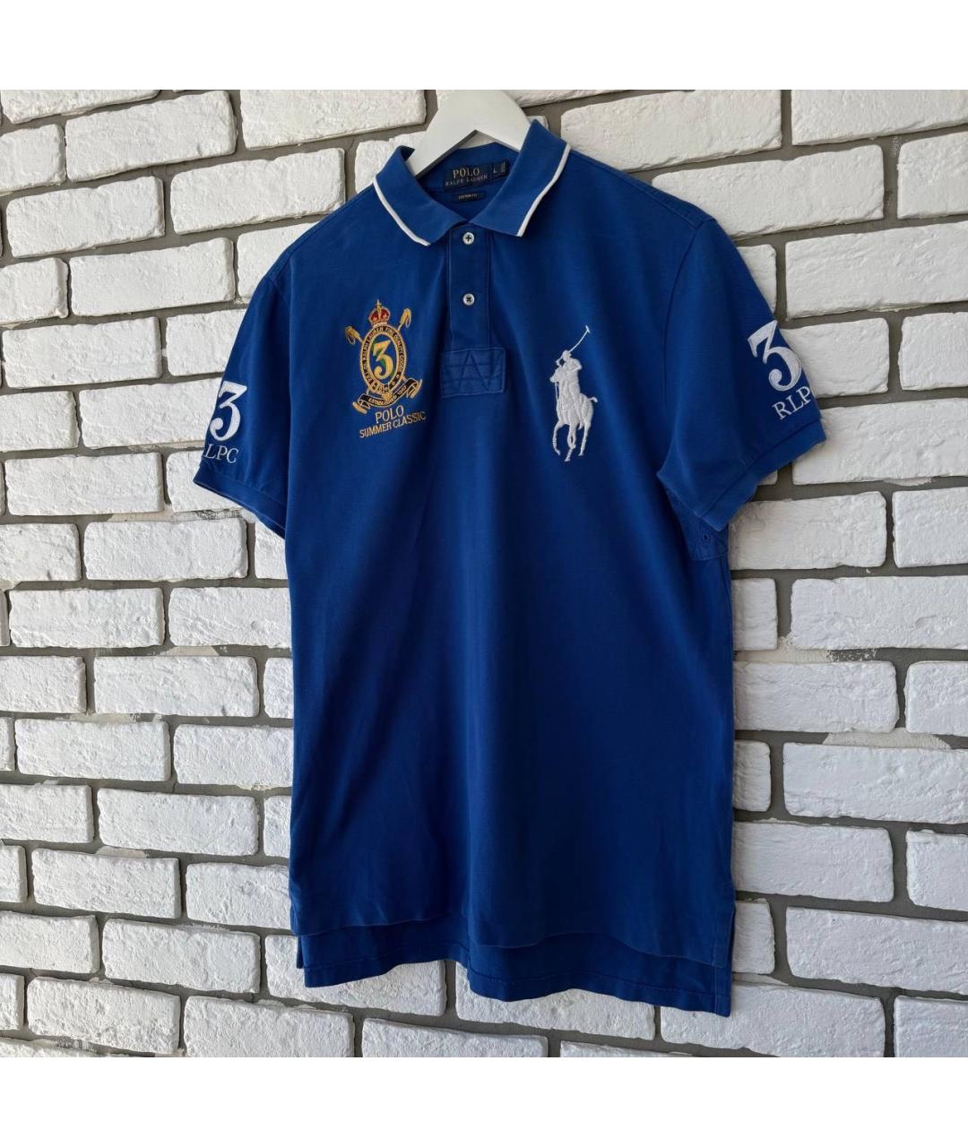 POLO RALPH LAUREN Синее хлопковое поло с коротким рукавом, фото 7