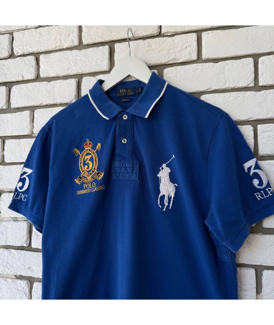 POLO RALPH LAUREN Синее хлопковое поло с коротким рукавом, фото 2