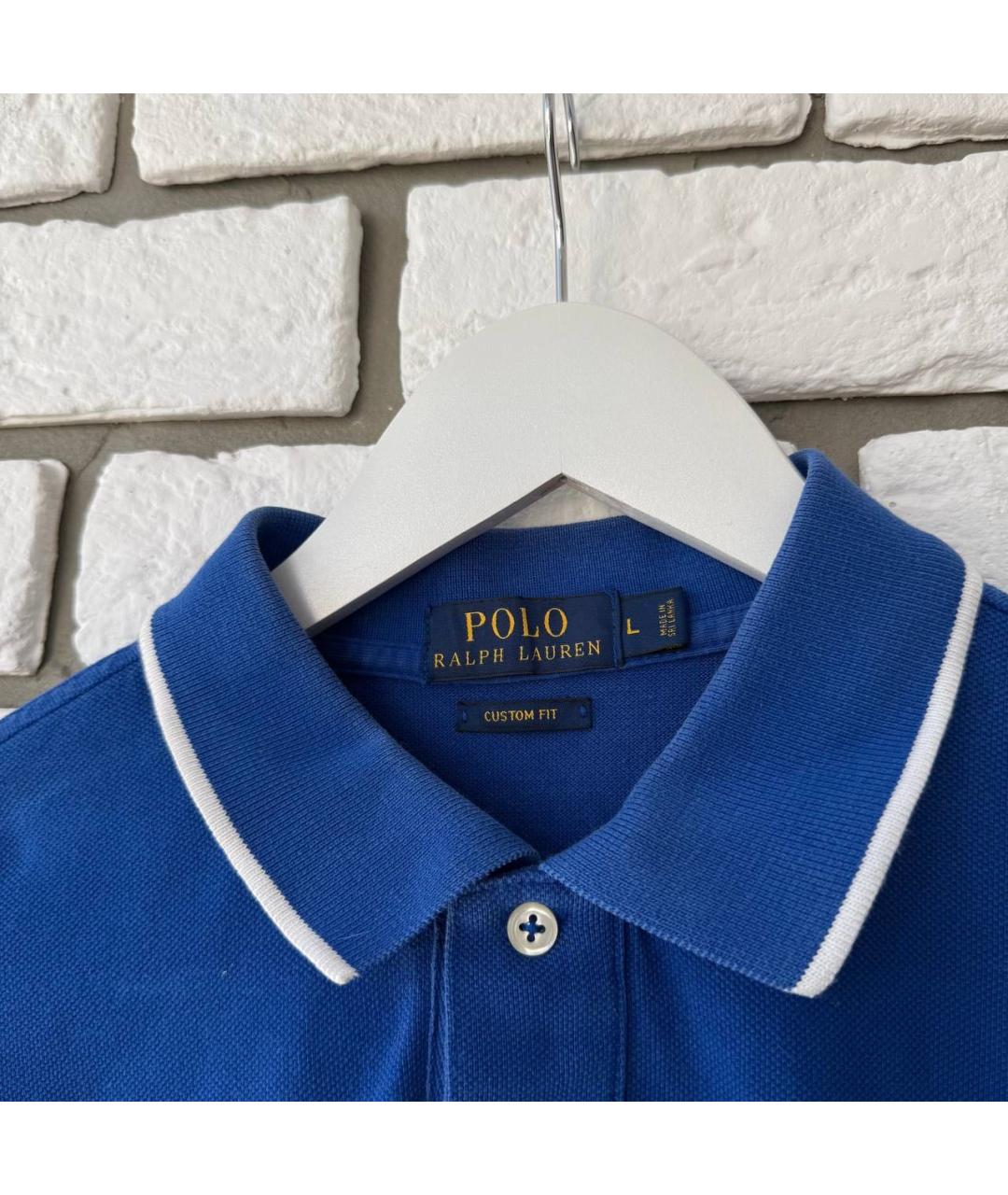 POLO RALPH LAUREN Синее хлопковое поло с коротким рукавом, фото 3