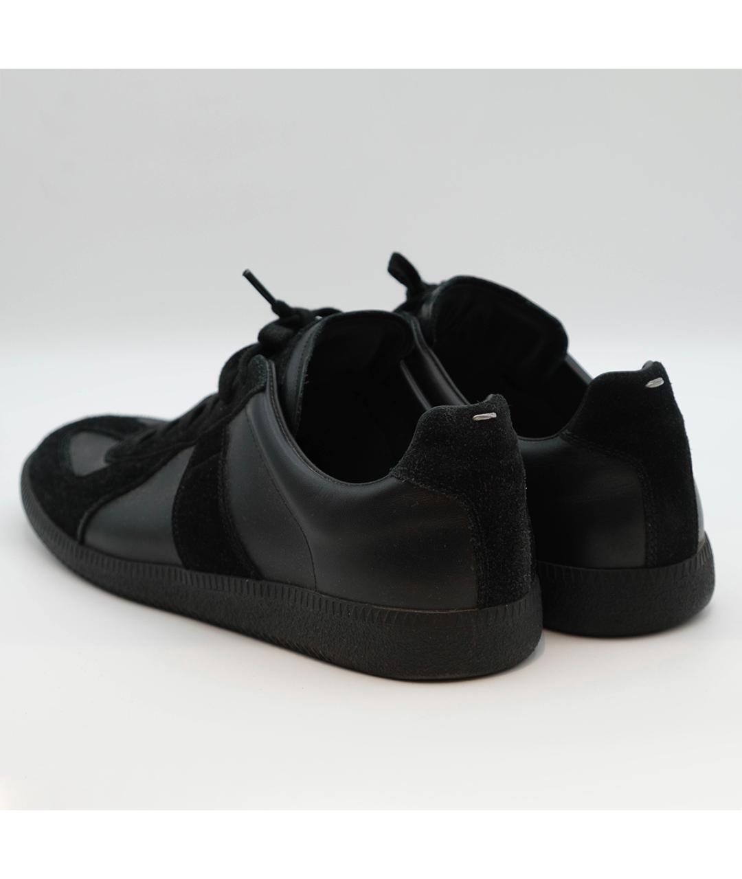 MAISON MARGIELA Черные кожаные низкие кроссовки / кеды, фото 7