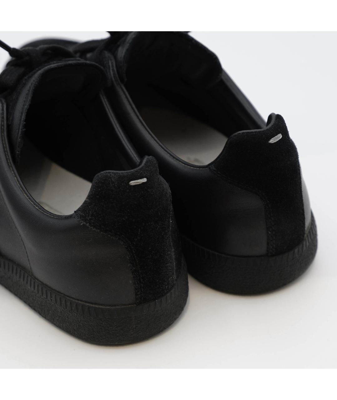 MAISON MARGIELA Черные кожаные низкие кроссовки / кеды, фото 6