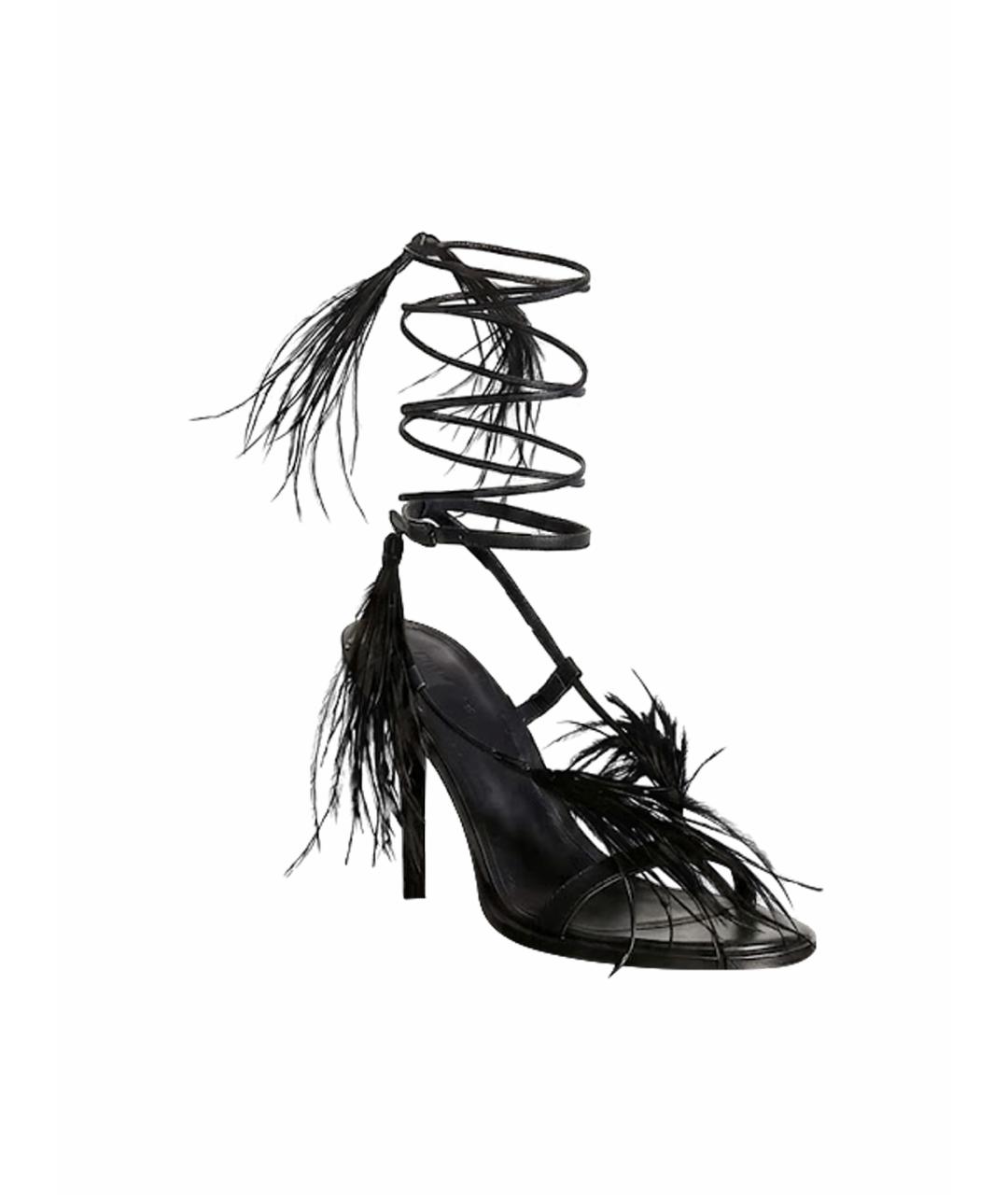 ANN DEMEULEMEESTER Черные кожаные босоножки, фото 1