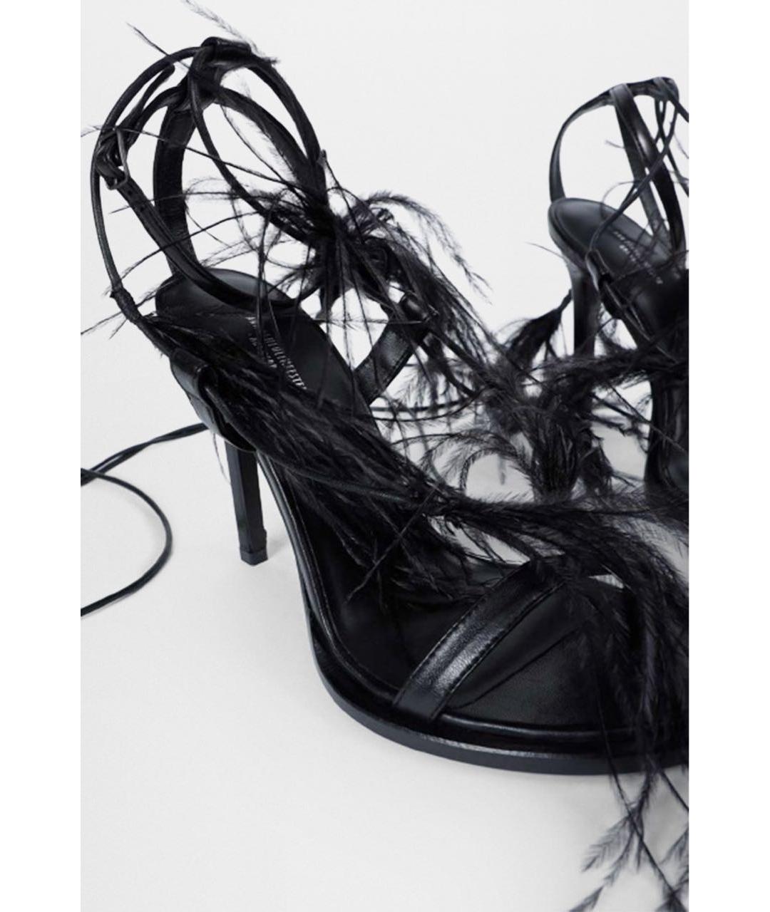 ANN DEMEULEMEESTER Черные кожаные босоножки, фото 2