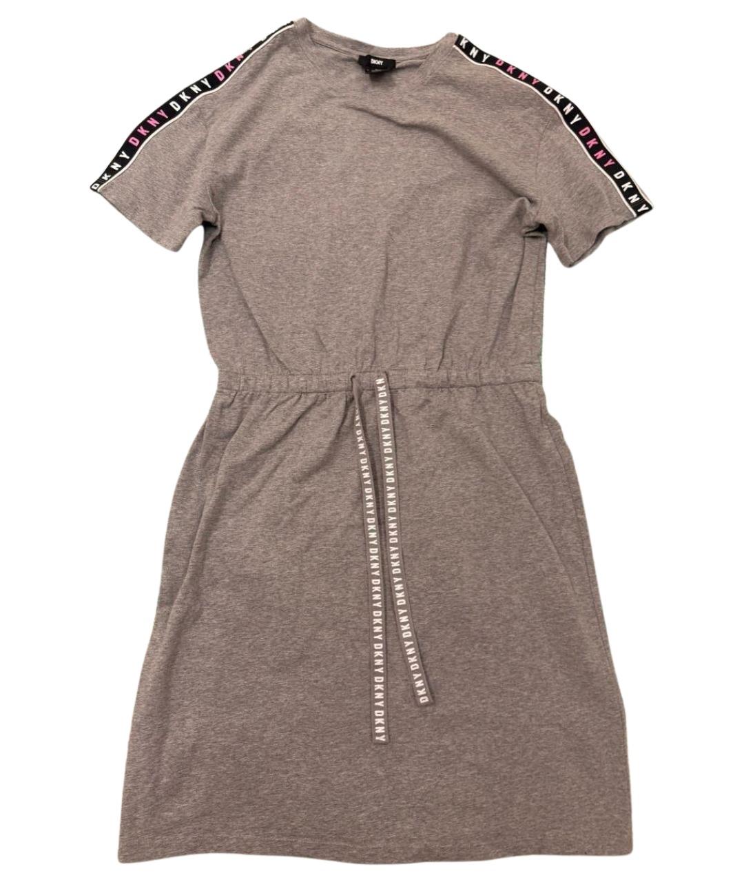 DKNY Серое хлопко-эластановое повседневное платье, фото 1