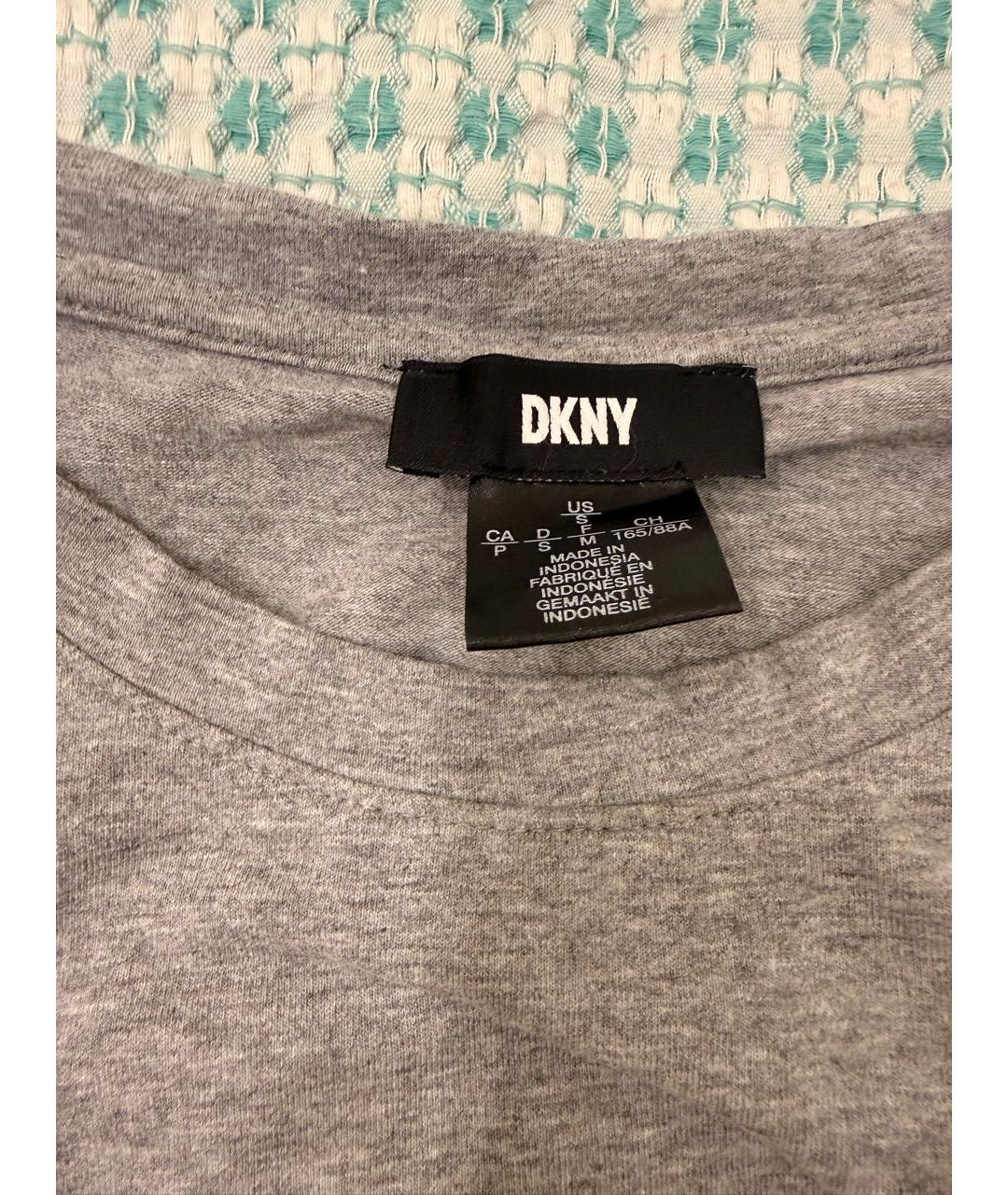 DKNY Серое хлопко-эластановое повседневное платье, фото 3