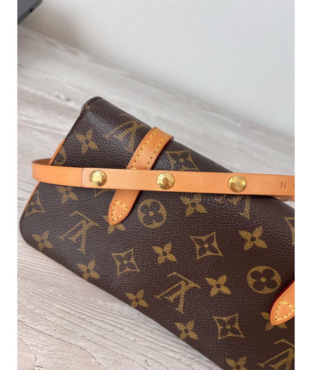 LOUIS VUITTON Коричневая кожаная поясная сумка, фото 8