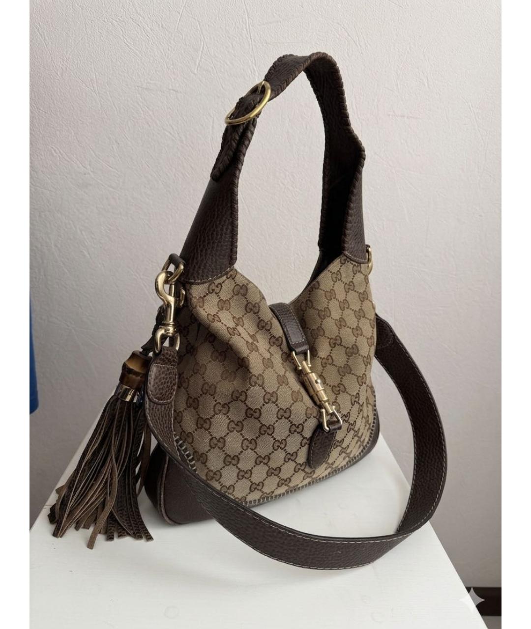 GUCCI Коричневая кожаная сумка через плечо, фото 3