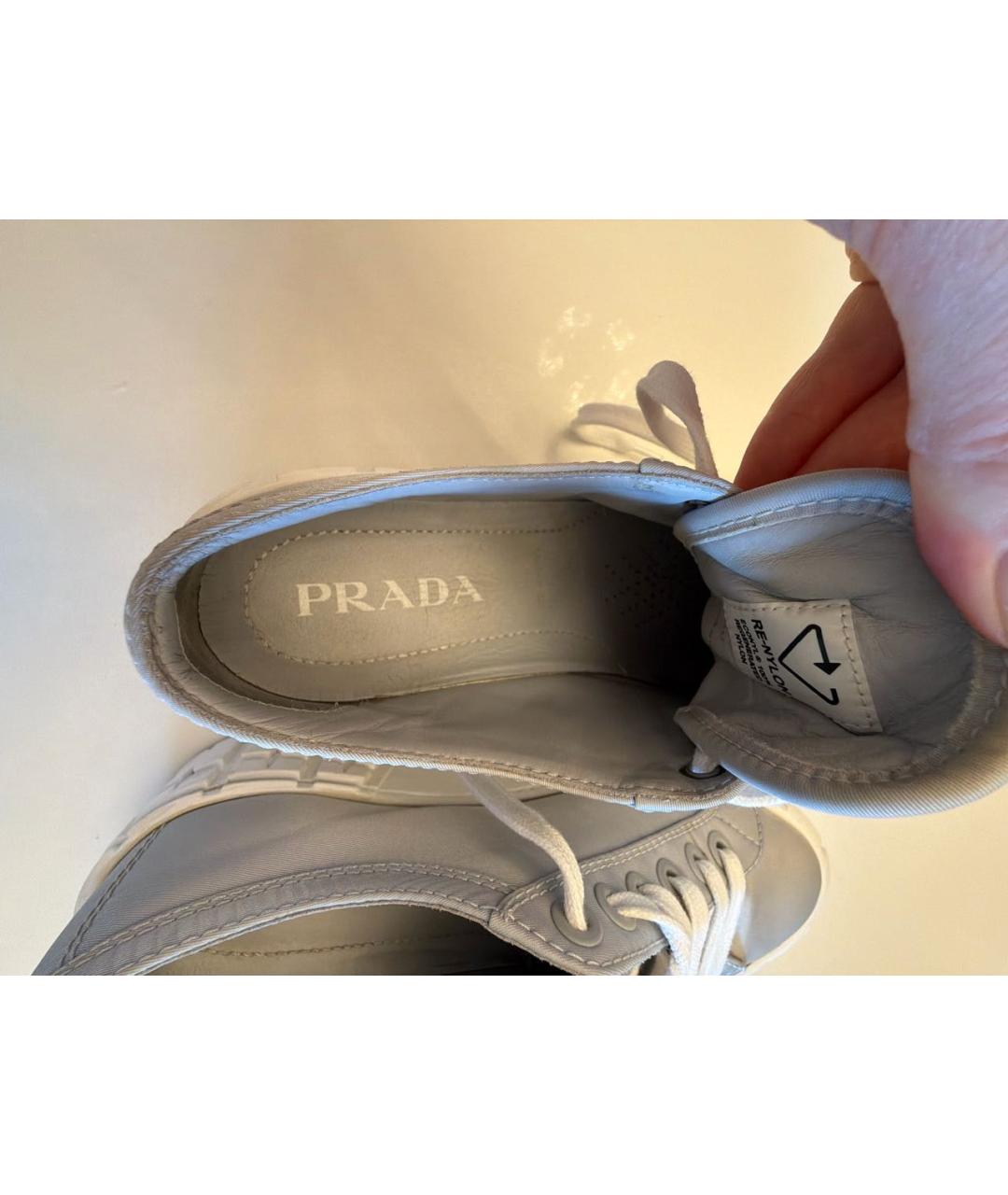 PRADA Серые текстильные кеды, фото 7