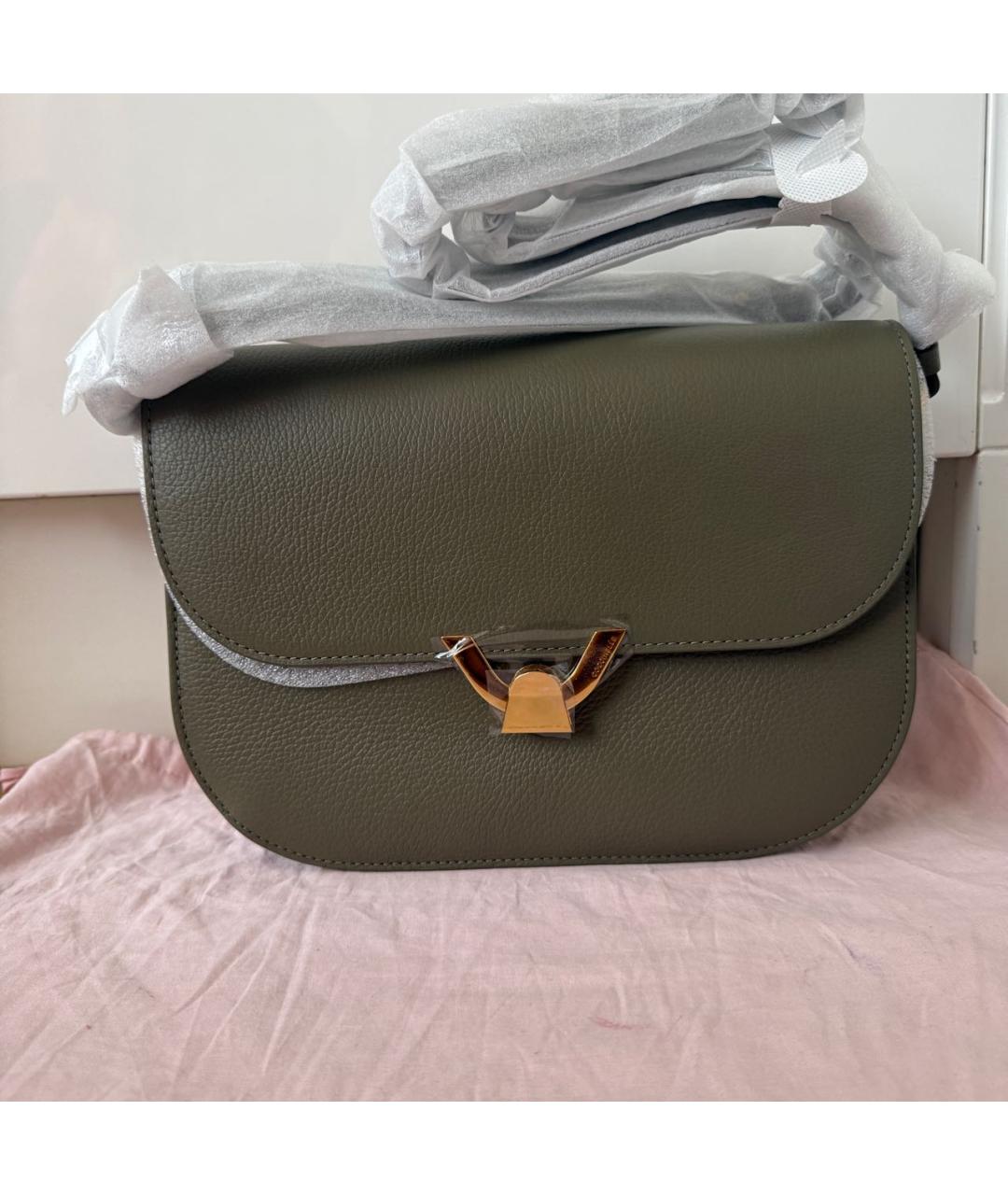 COCCINELLE Зеленая кожаная сумка через плечо, фото 6