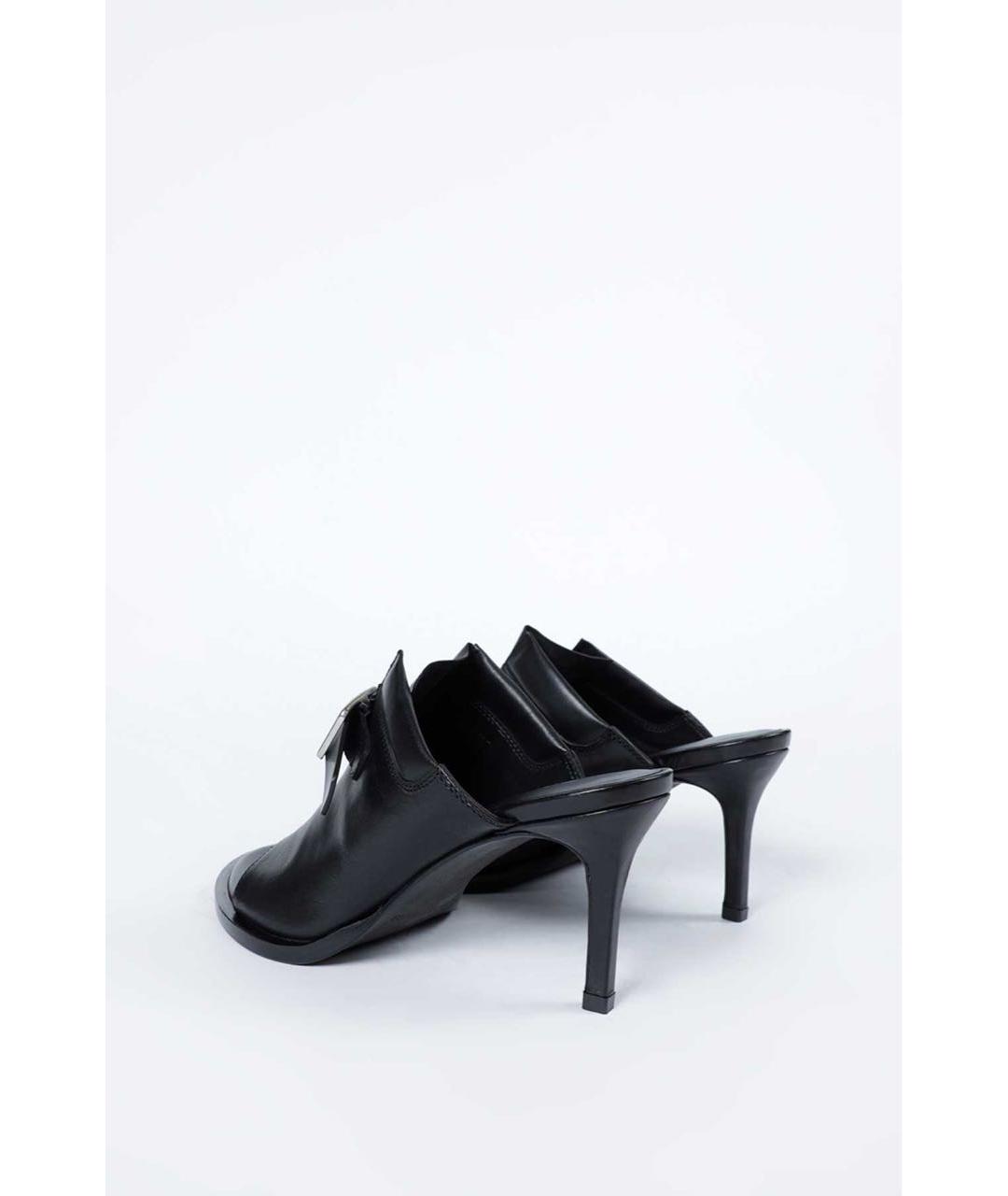 ANN DEMEULEMEESTER Черные кожаные мюли, фото 3