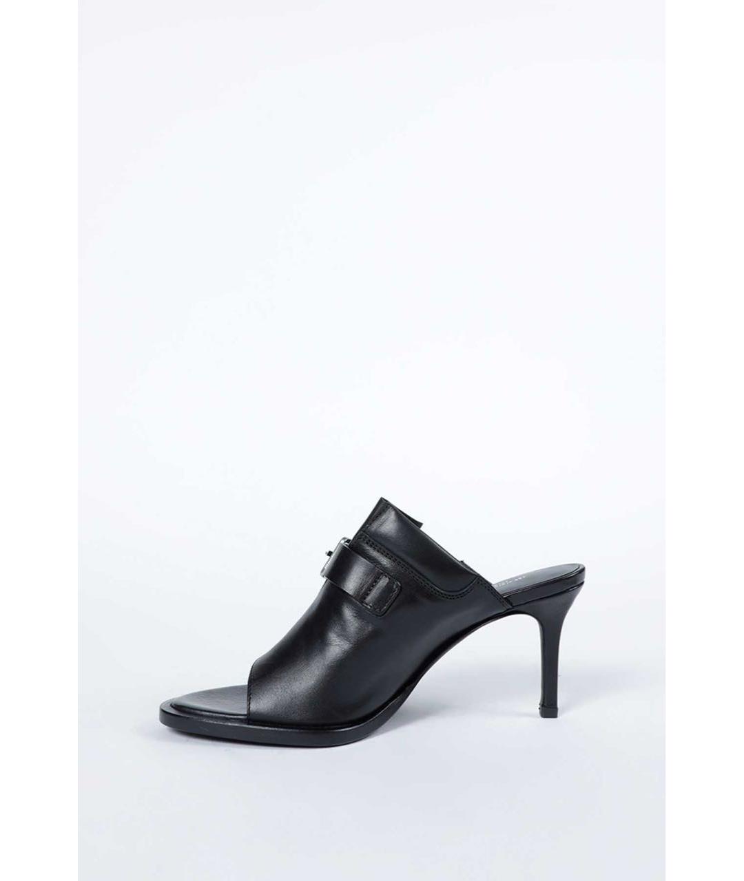 ANN DEMEULEMEESTER Черные кожаные мюли, фото 6