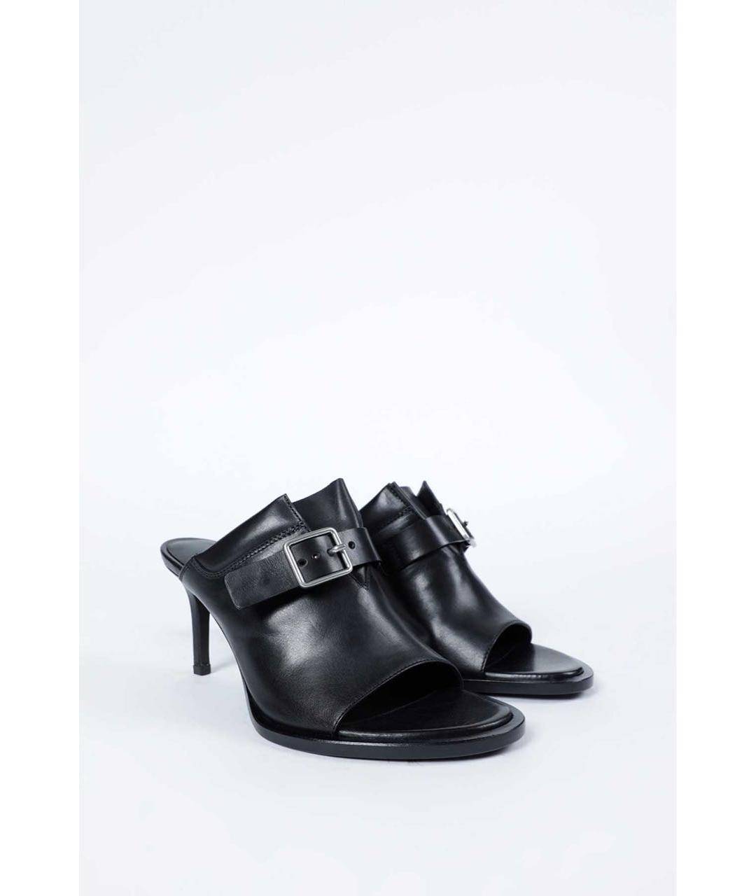 ANN DEMEULEMEESTER Черные кожаные мюли, фото 2