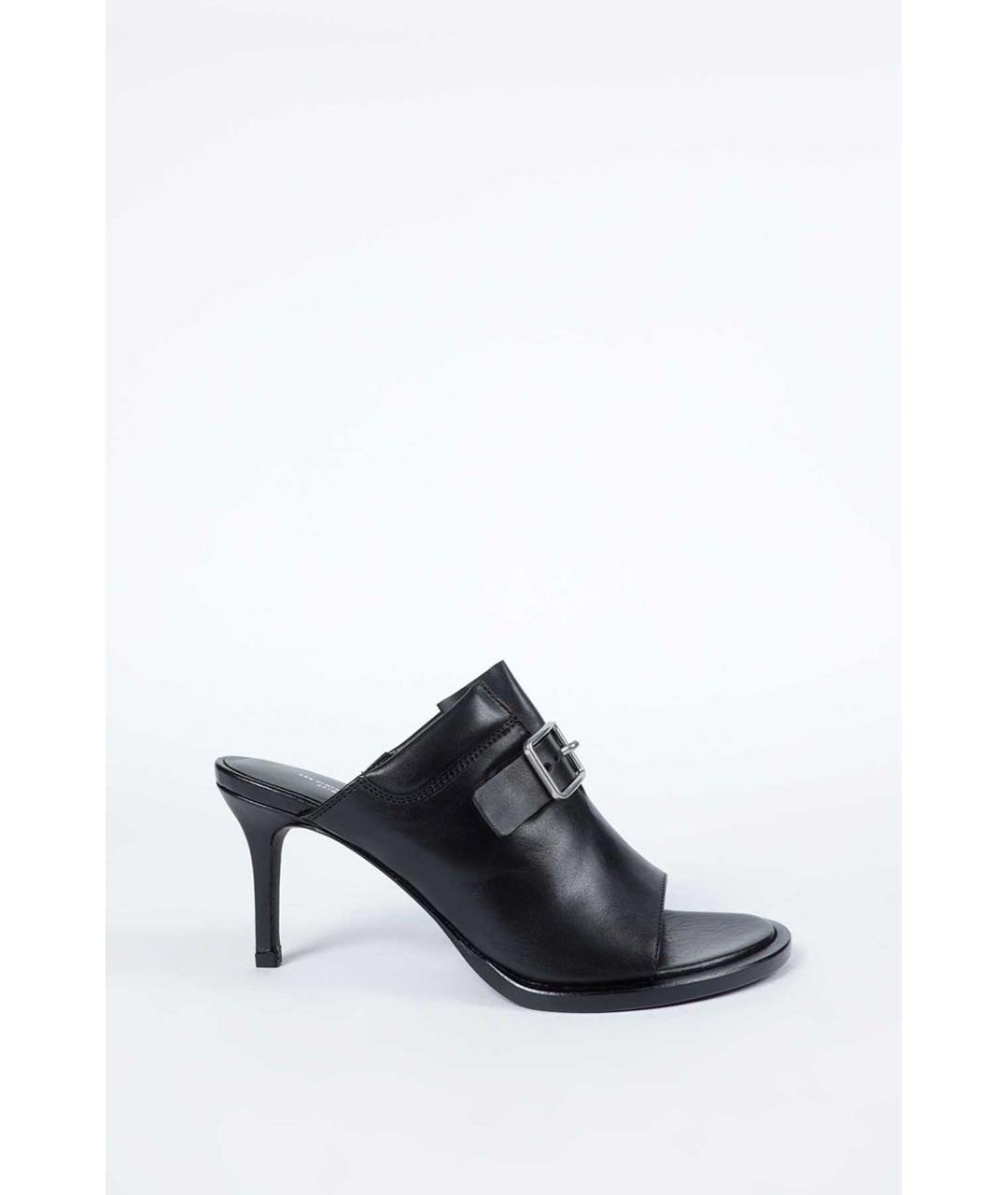 ANN DEMEULEMEESTER Черные кожаные мюли, фото 7