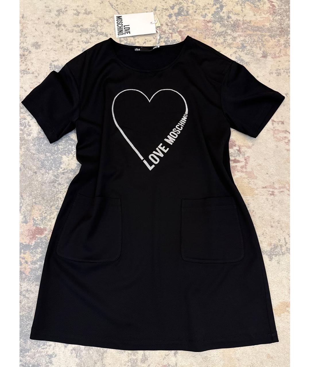 LOVE MOSCHINO Черное вискозное повседневное платье, фото 2