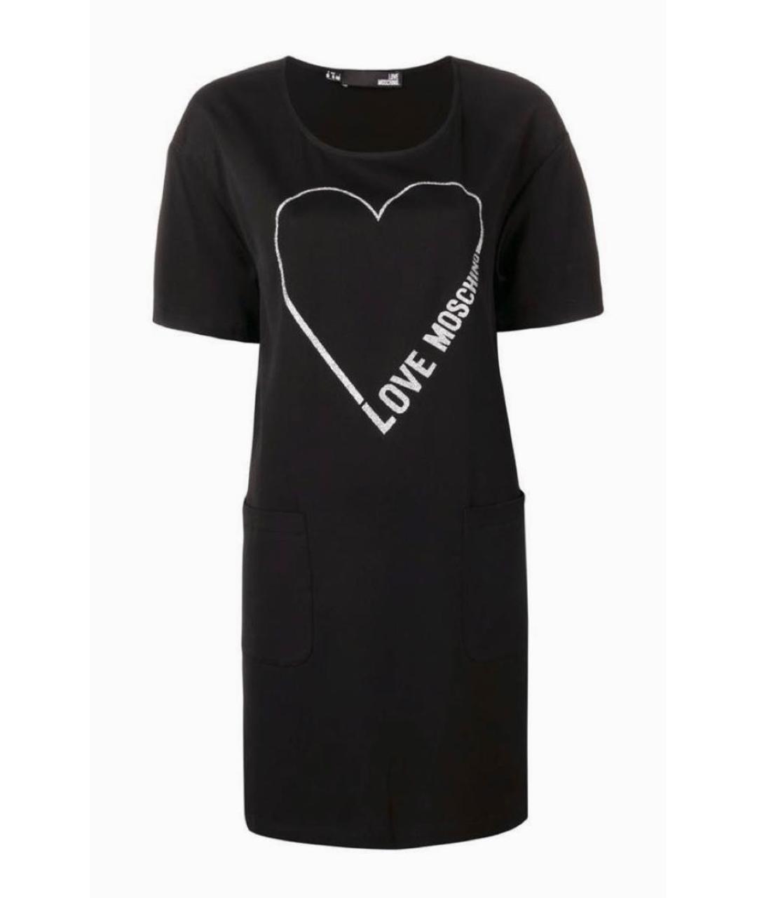 LOVE MOSCHINO Черное вискозное повседневное платье, фото 8