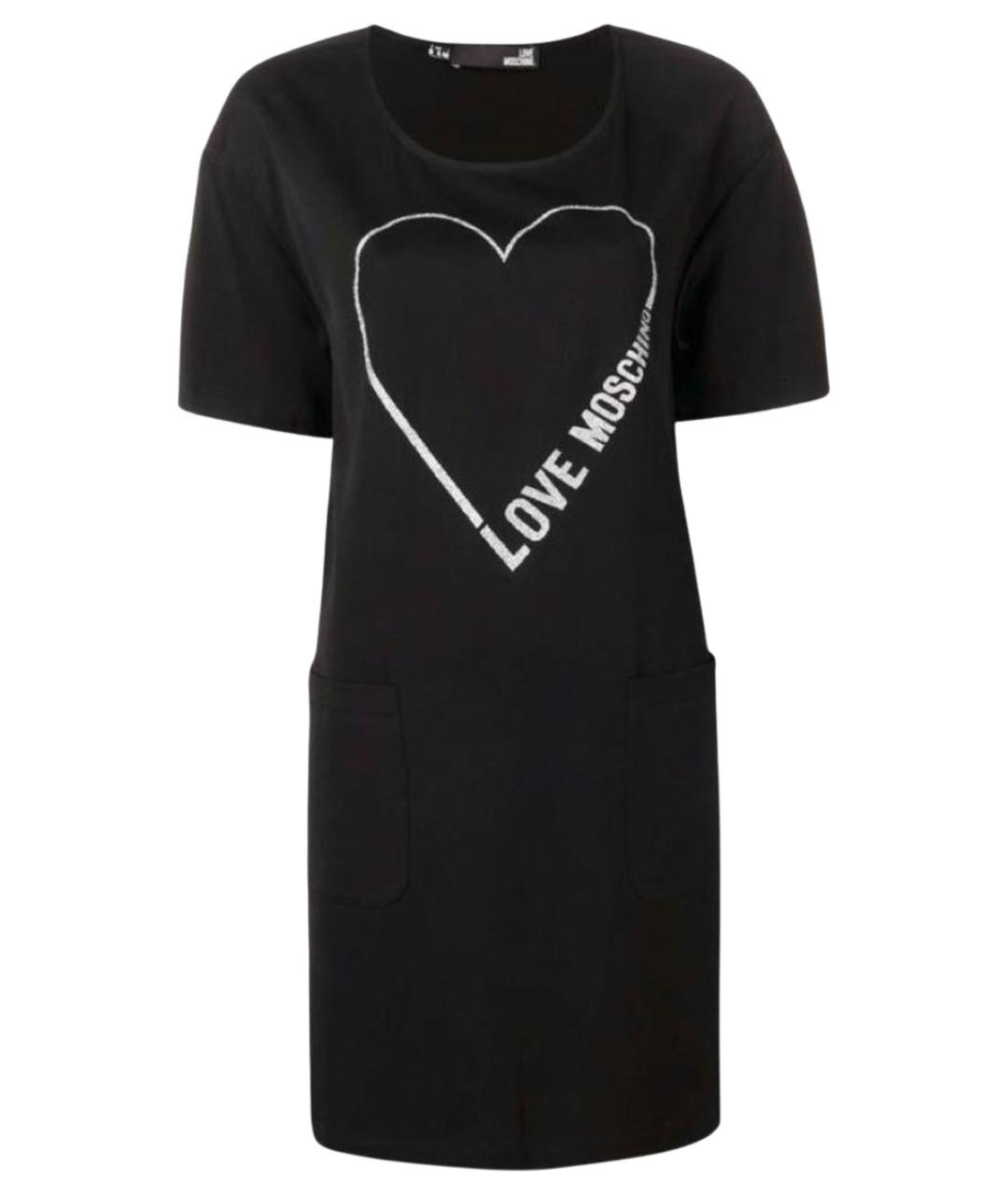 LOVE MOSCHINO Черное вискозное повседневное платье, фото 1