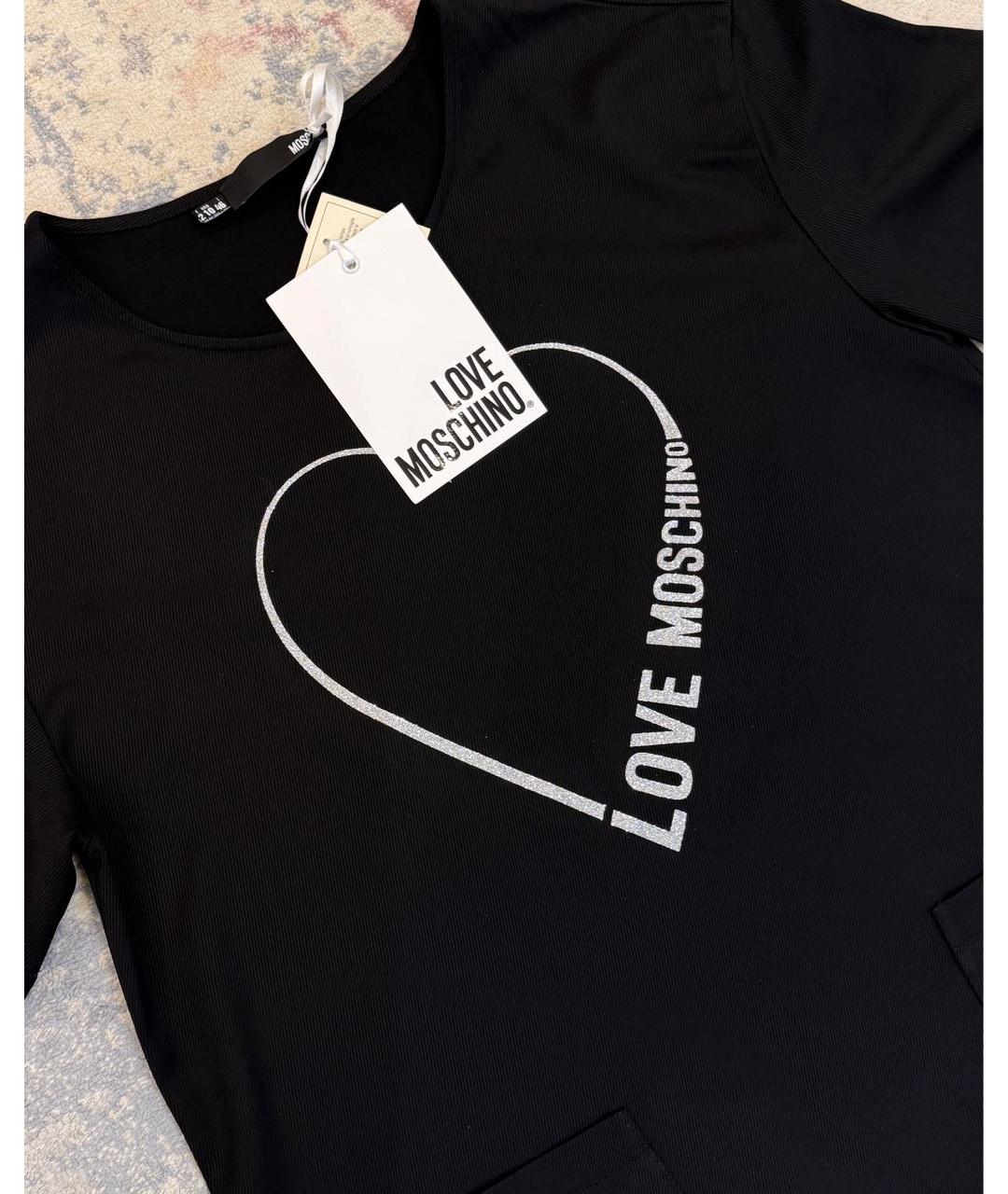 LOVE MOSCHINO Черное вискозное повседневное платье, фото 4