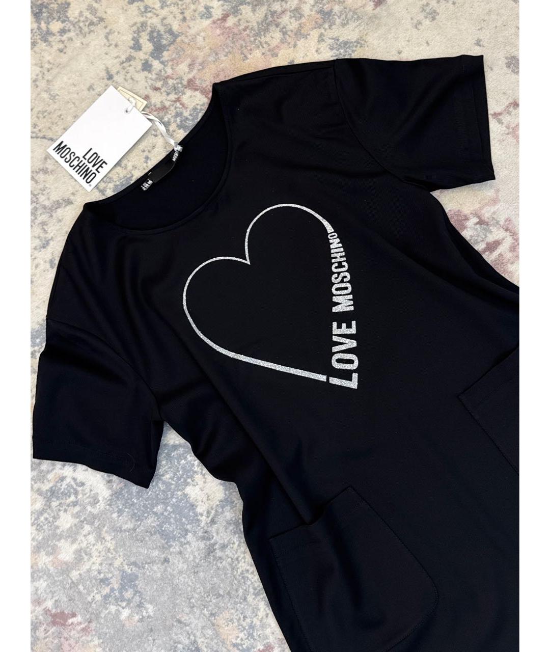LOVE MOSCHINO Черное вискозное повседневное платье, фото 3