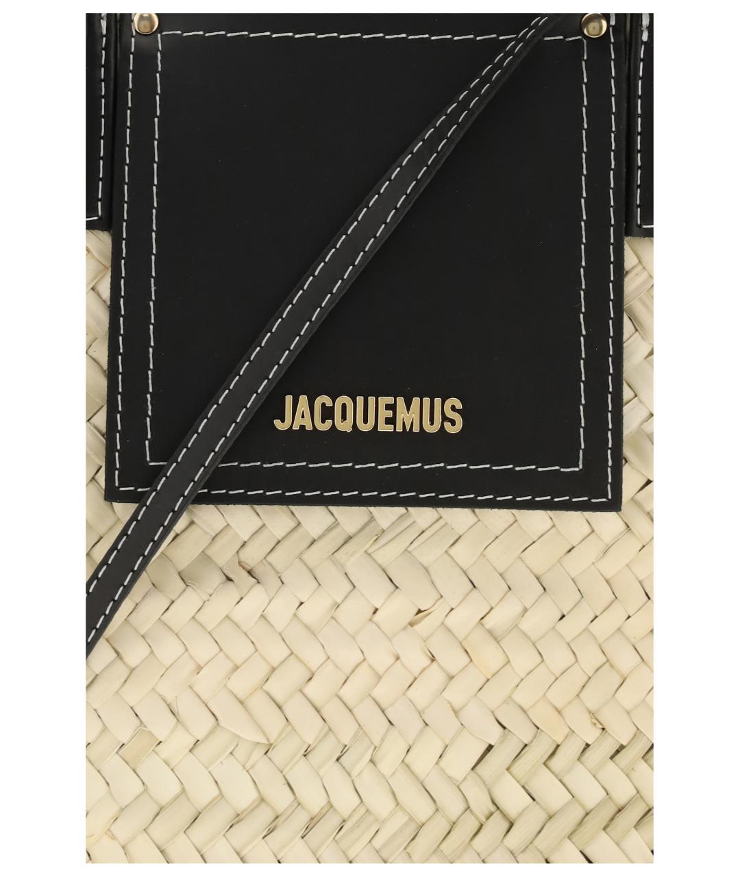 JACQUEMUS Бежевая плетеная сумка тоут, фото 4