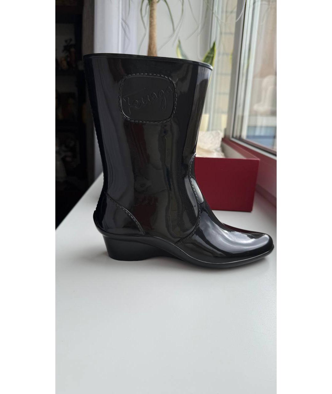 FERRAGAMO Черные резиновые полусапоги, фото 8