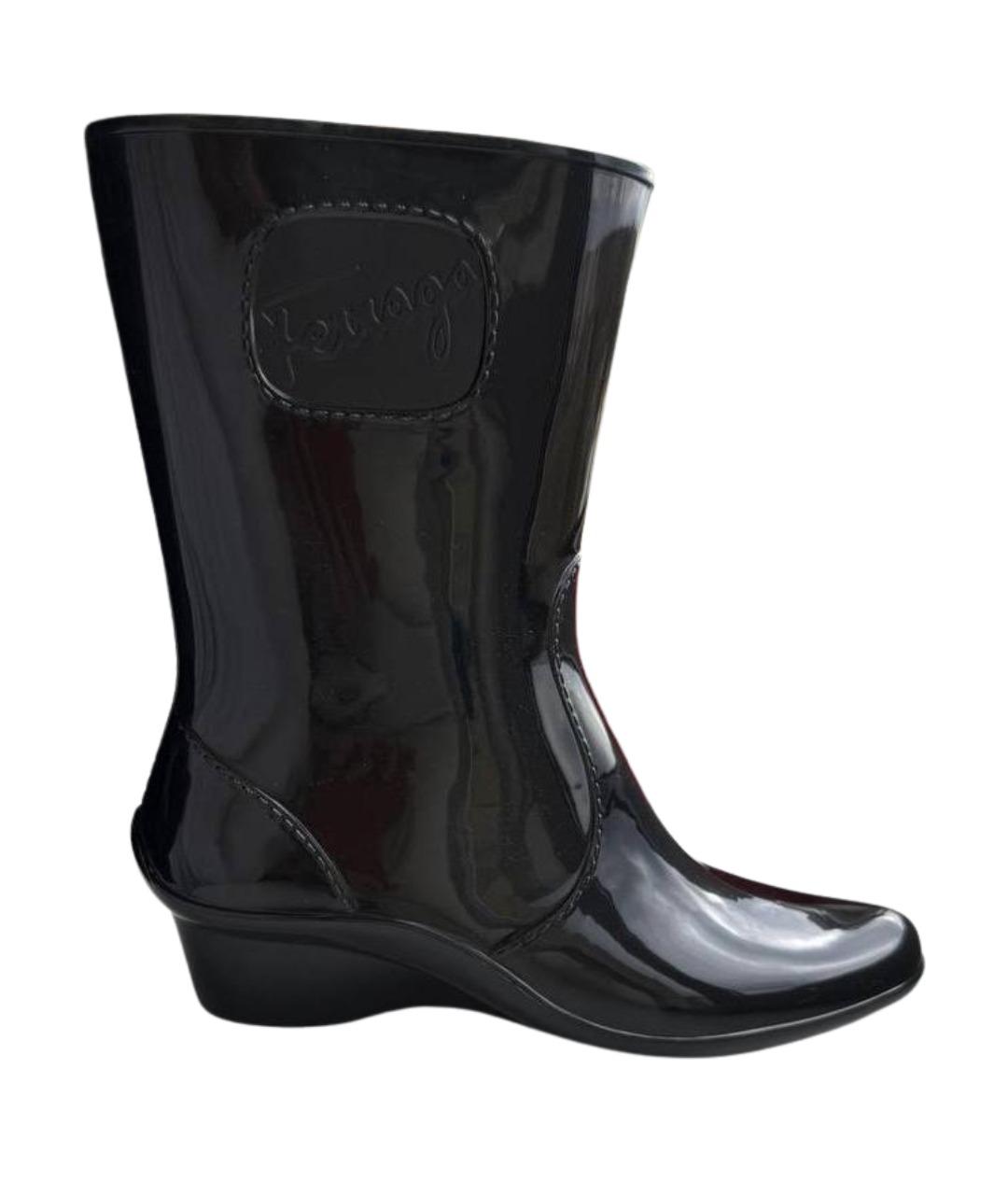 FERRAGAMO Черные резиновые полусапоги, фото 1