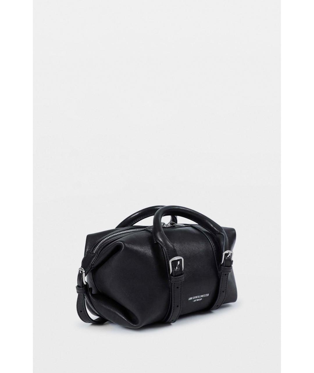ANN DEMEULEMEESTER Черная кожаная сумка с короткими ручками, фото 2