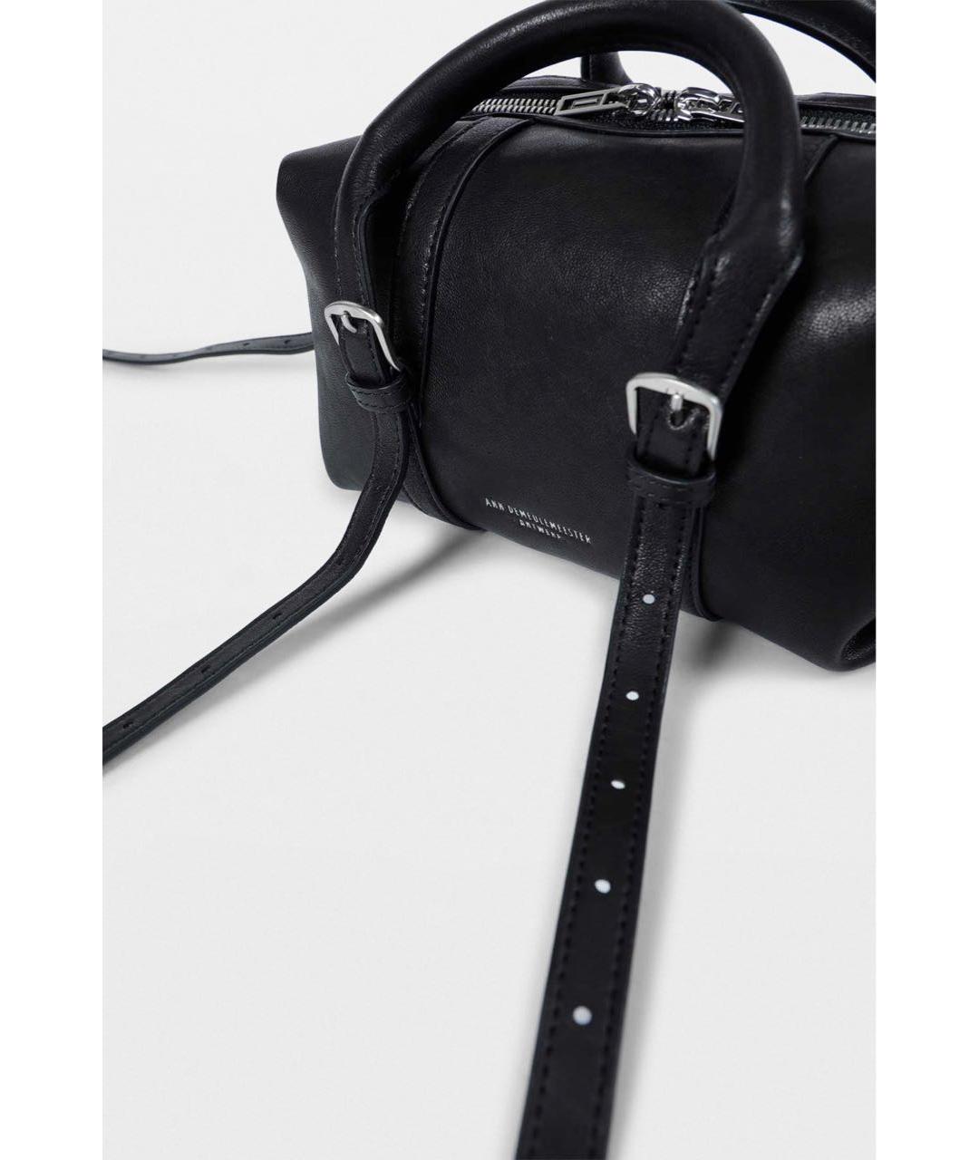 ANN DEMEULEMEESTER Черная кожаная сумка с короткими ручками, фото 4