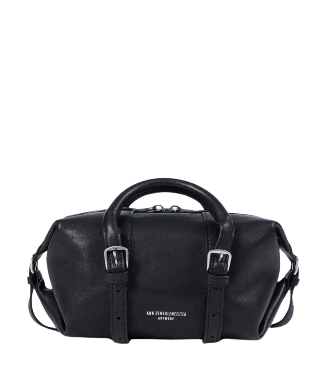 ANN DEMEULEMEESTER Черная кожаная сумка с короткими ручками, фото 1