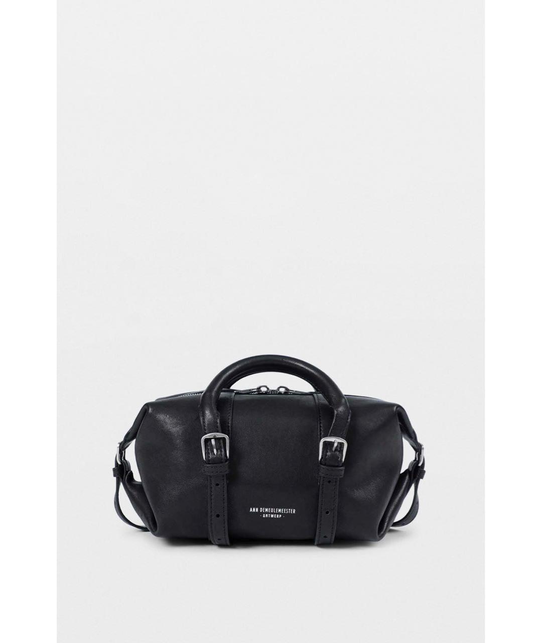 ANN DEMEULEMEESTER Черная кожаная сумка с короткими ручками, фото 6