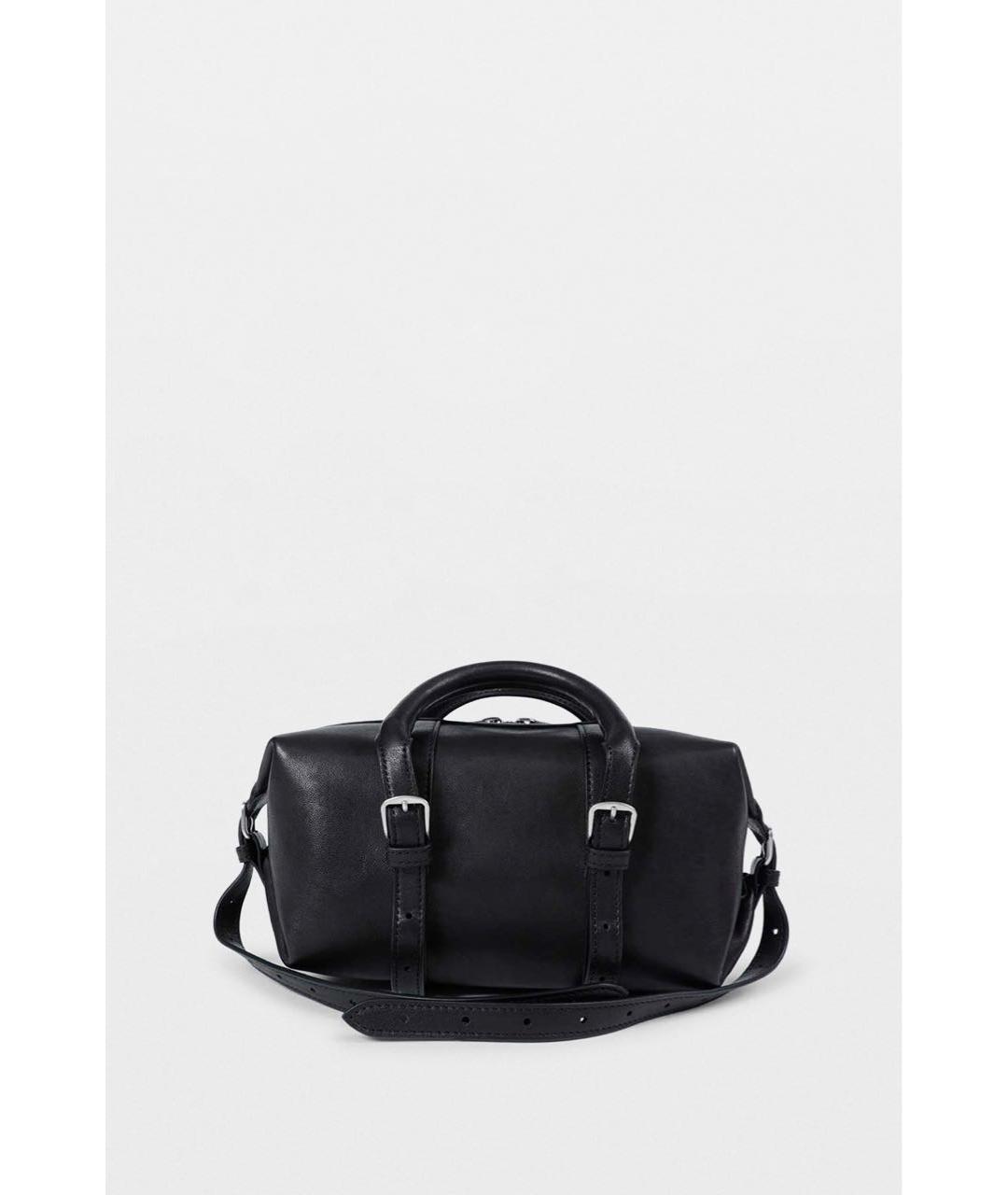 ANN DEMEULEMEESTER Черная кожаная сумка с короткими ручками, фото 3