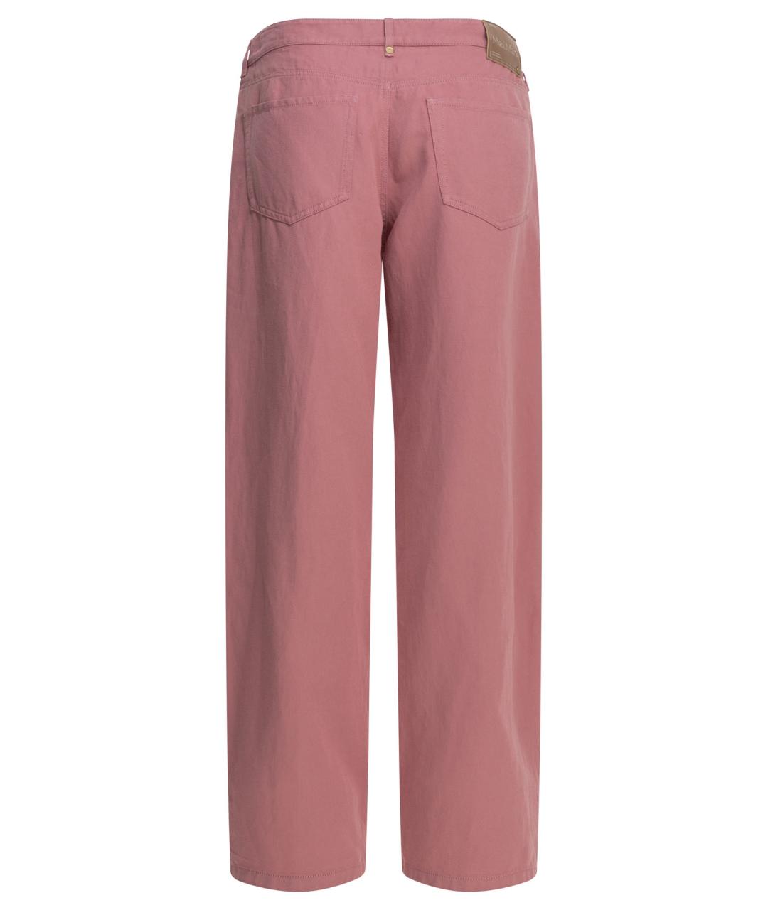 'S MAX MARA Розовые хлопковые прямые брюки, фото 2