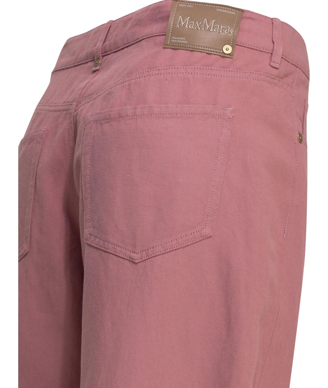 'S MAX MARA Розовые хлопковые прямые брюки, фото 4