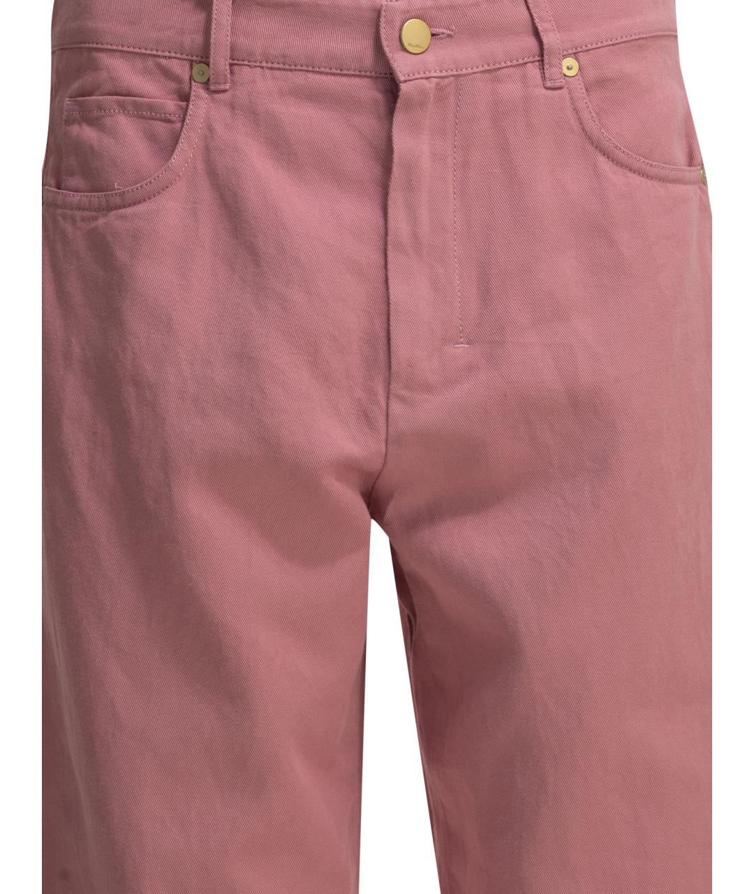 'S MAX MARA Розовые хлопковые прямые брюки, фото 3