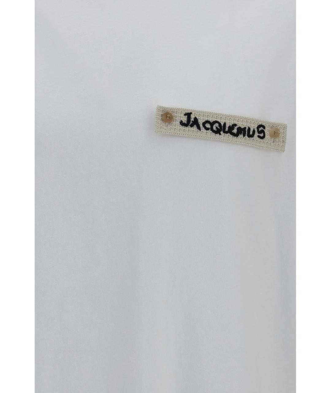 JACQUEMUS Белая хлопковая футболка, фото 3