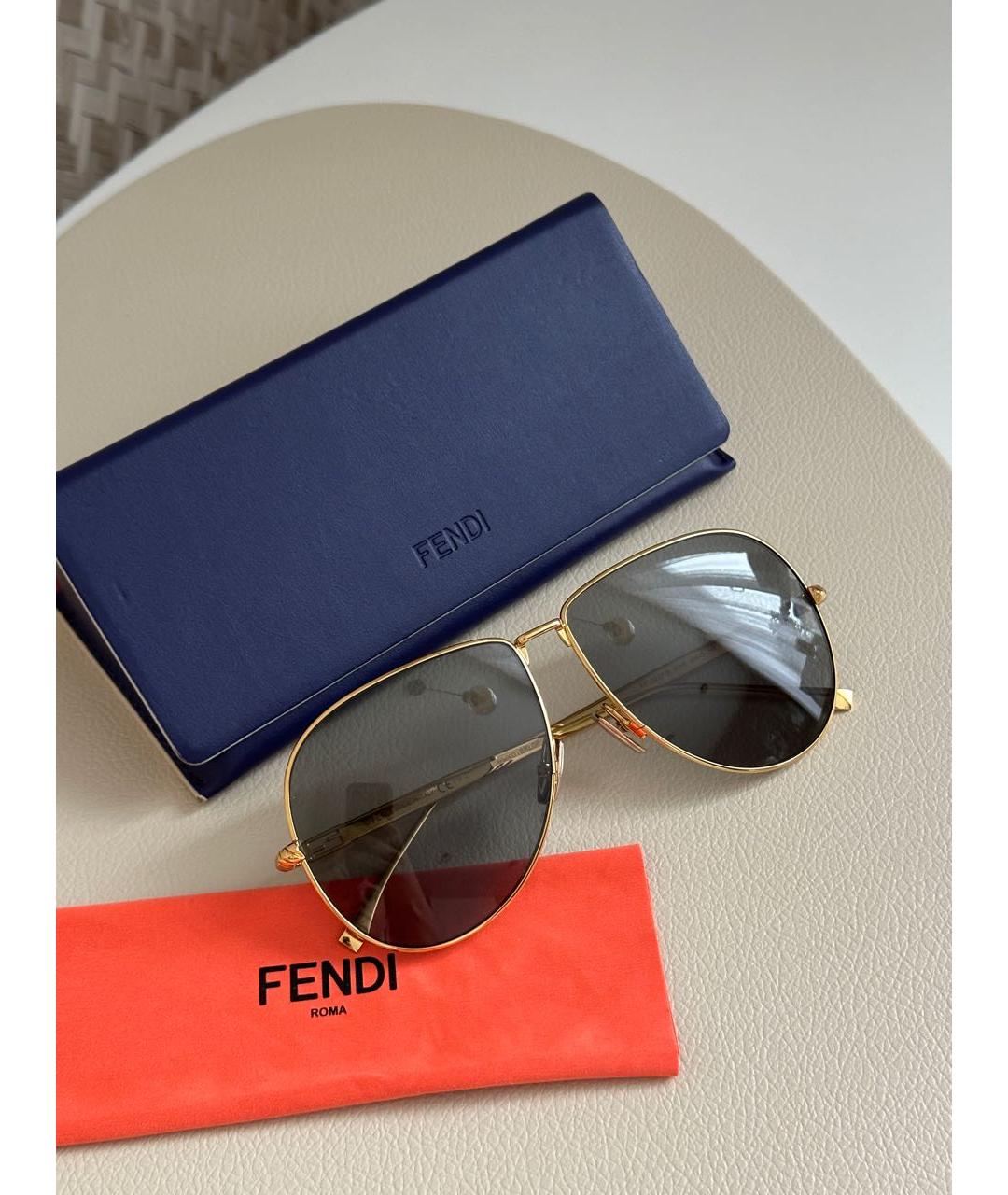 FENDI Черные металлические солнцезащитные очки, фото 4