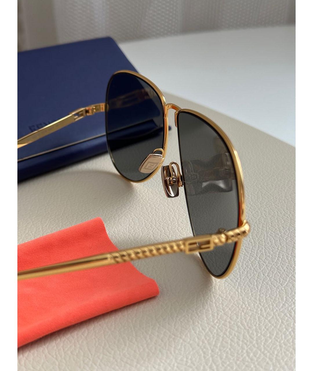 FENDI Черные металлические солнцезащитные очки, фото 3