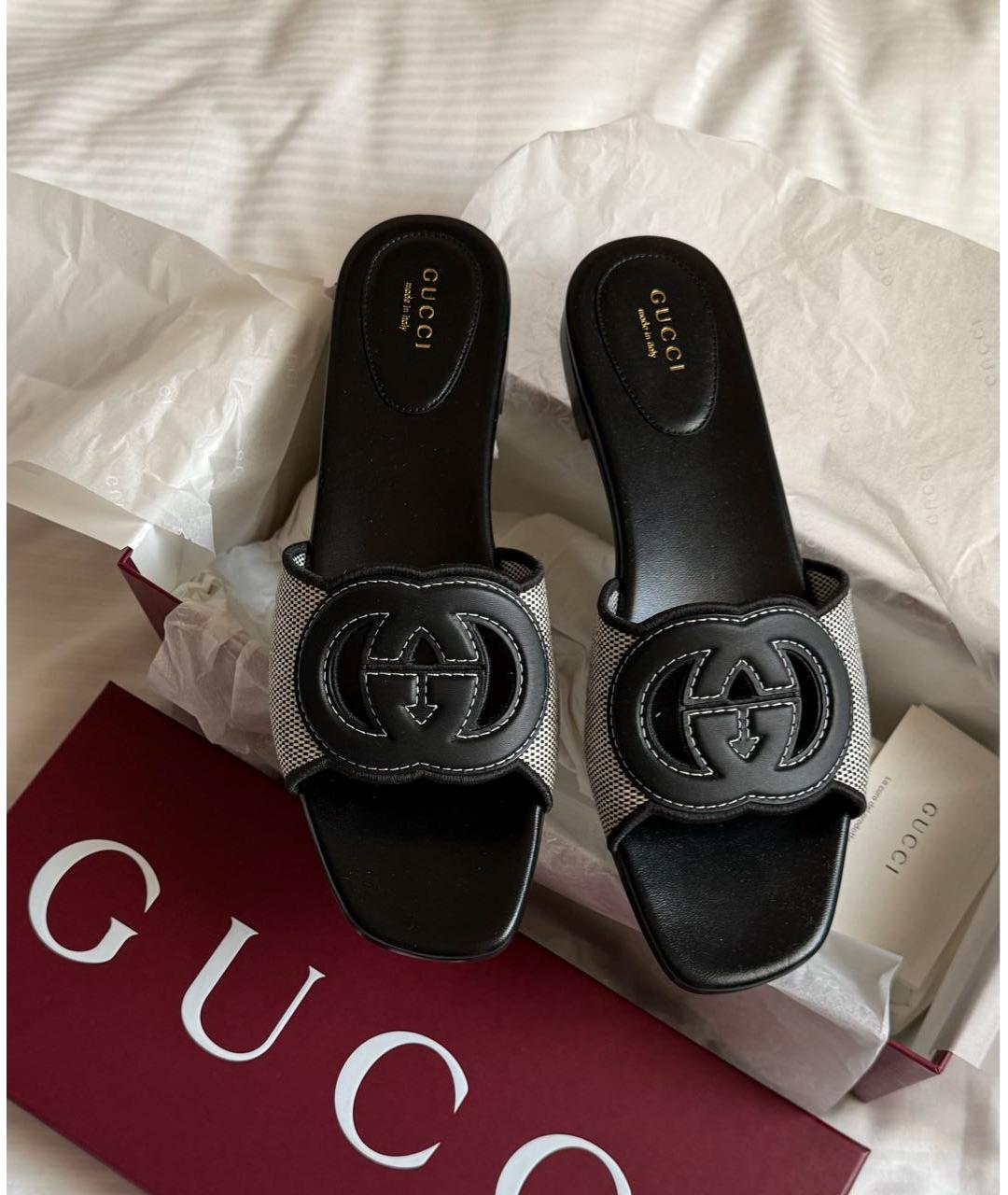 GUCCI Черные кожаные сандалии, фото 2
