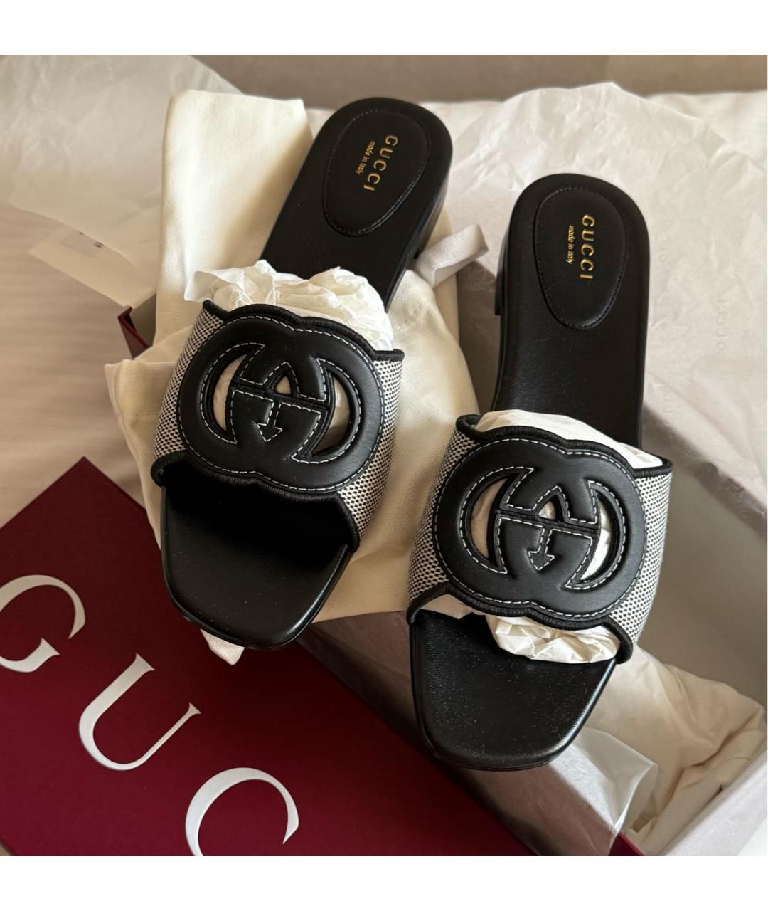 GUCCI Черные кожаные сандалии, фото 6